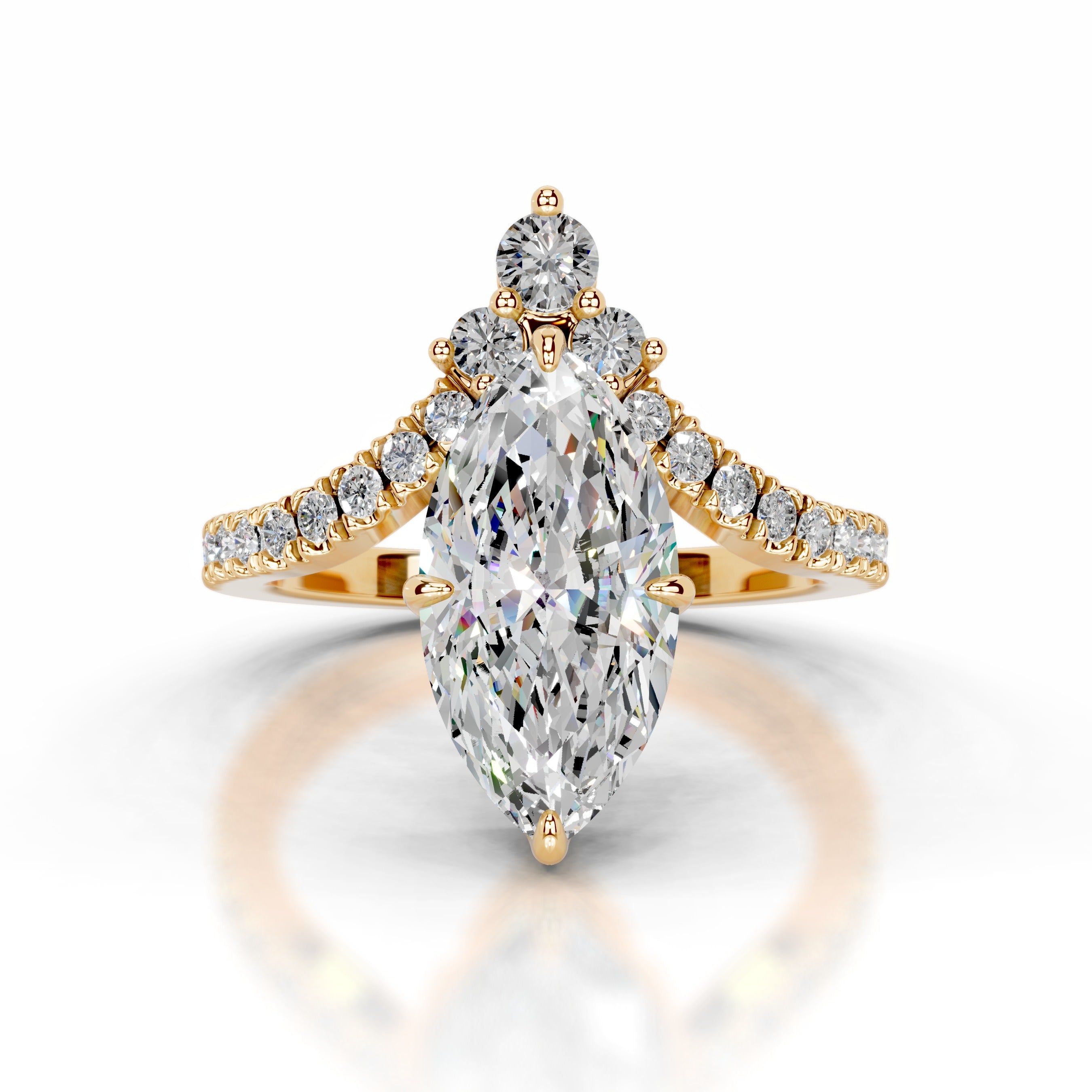 Tia Moissanite & Diamond Ring - 18K Yellow Gold