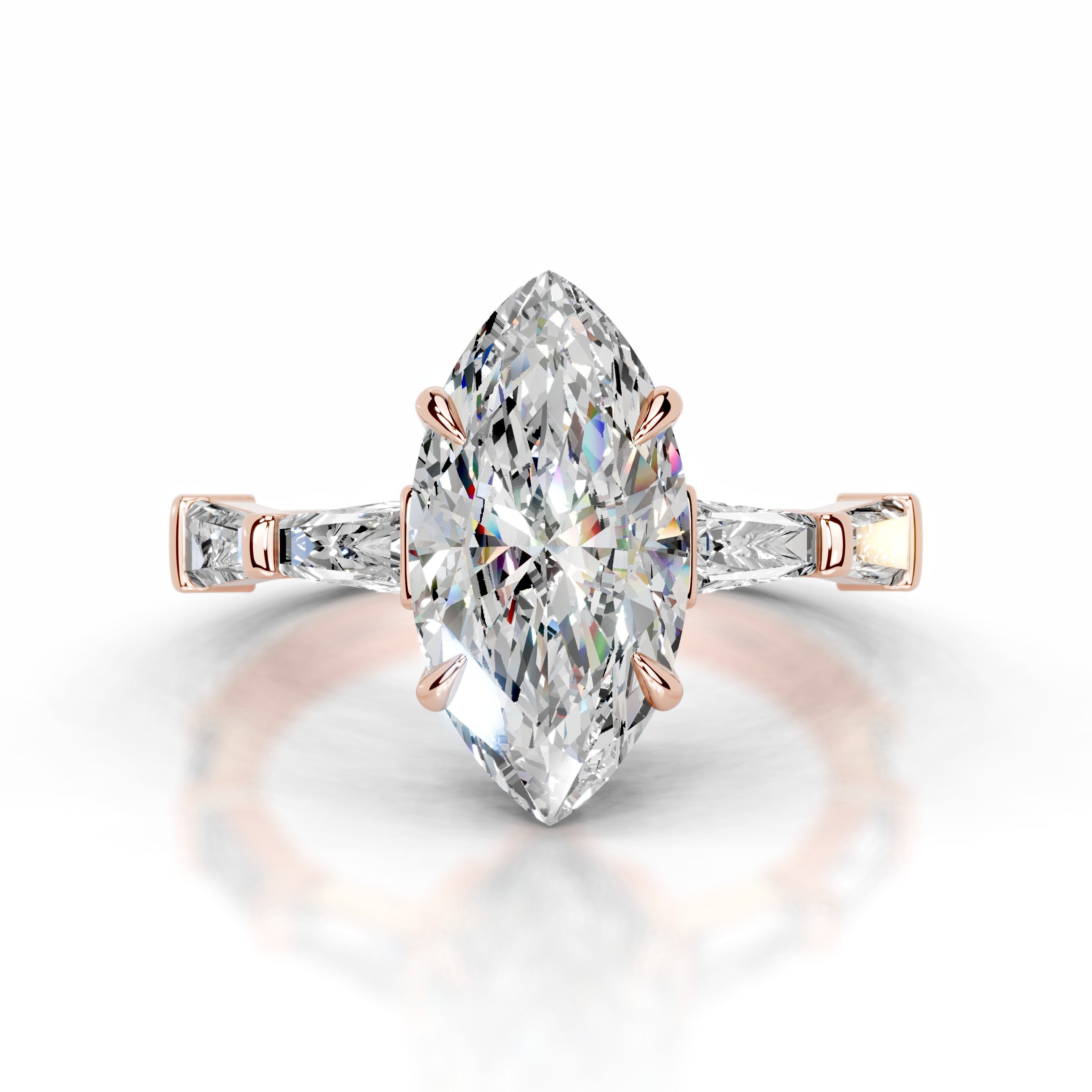 Nidia Moissanite & Diamond Ring - 14K Rose Gold