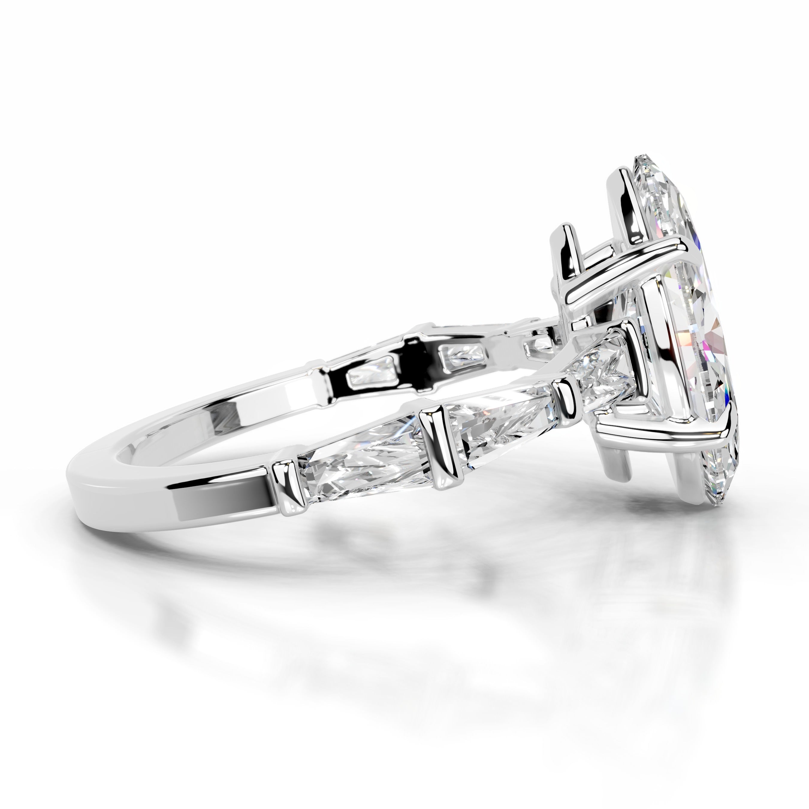 Nidia Moissanite & Diamond Ring - 18K White Gold