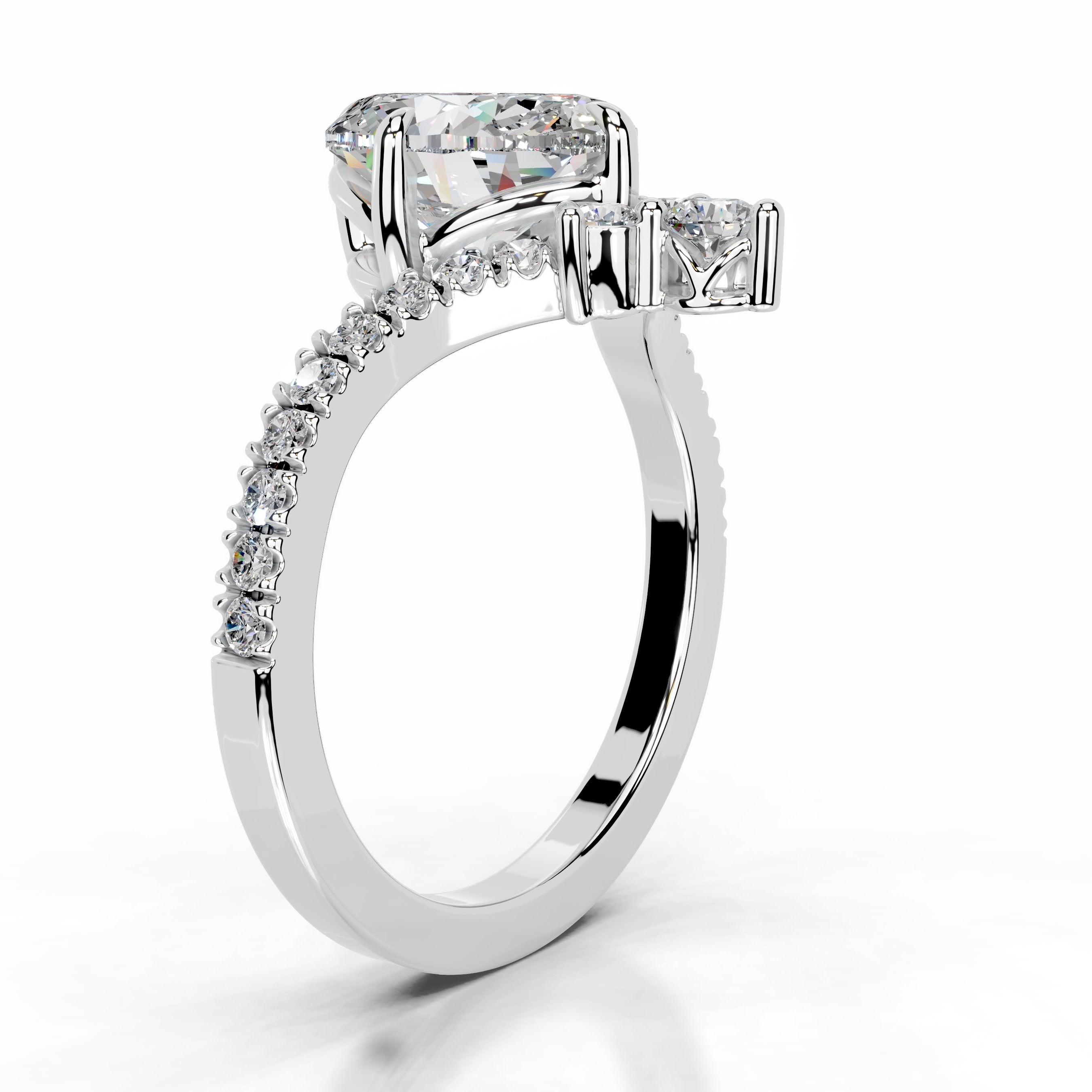 Thea Moissanite & Diamond Ring - 14K White Gold