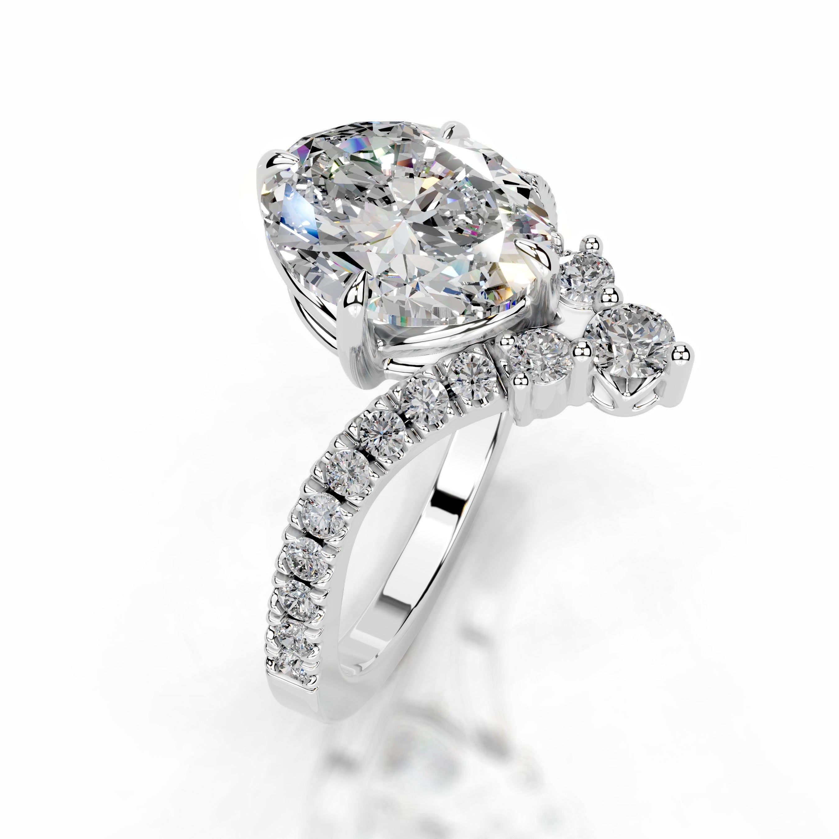 Thea Moissanite & Diamond Ring - Platinum