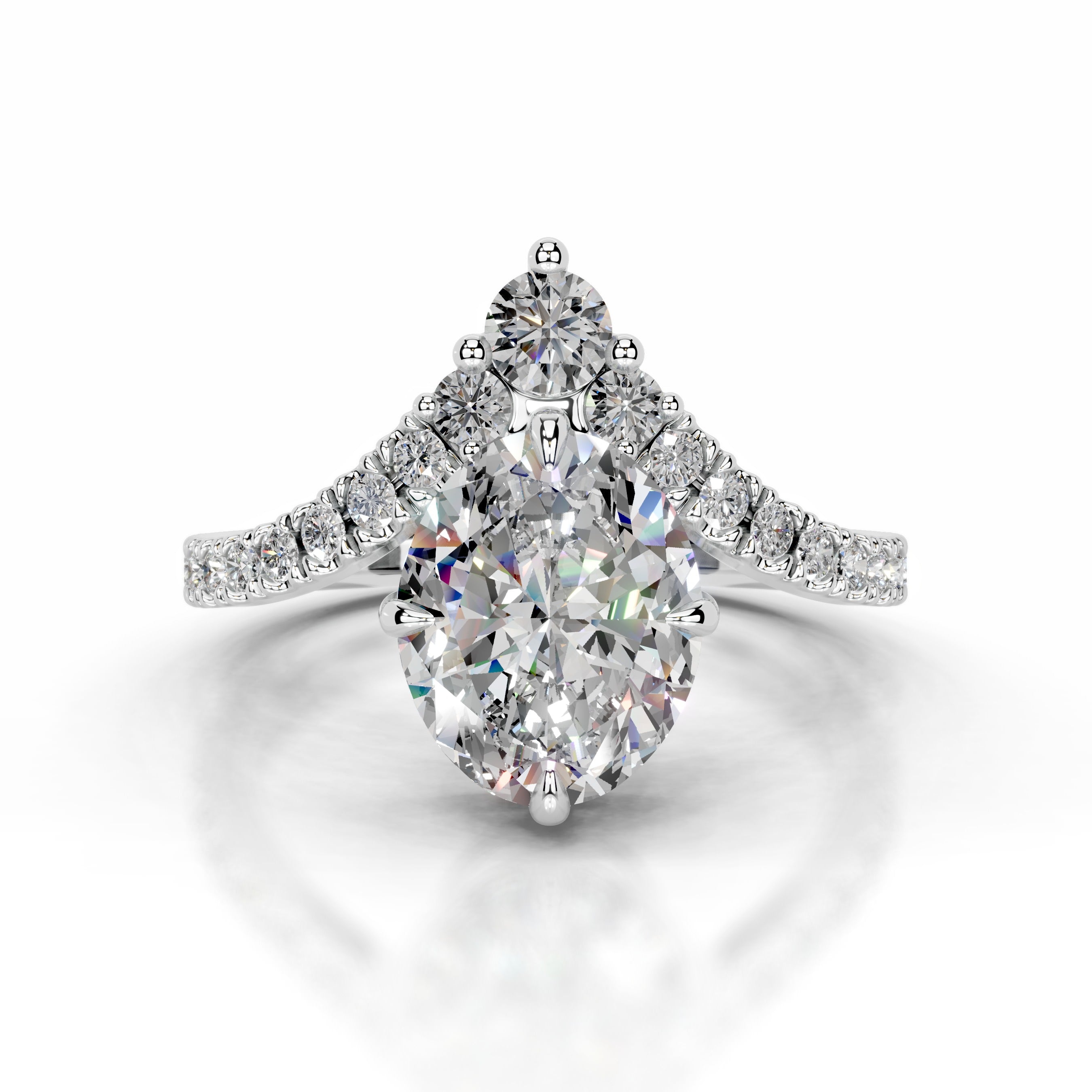 Thea Moissanite & Diamond Ring - 14K White Gold