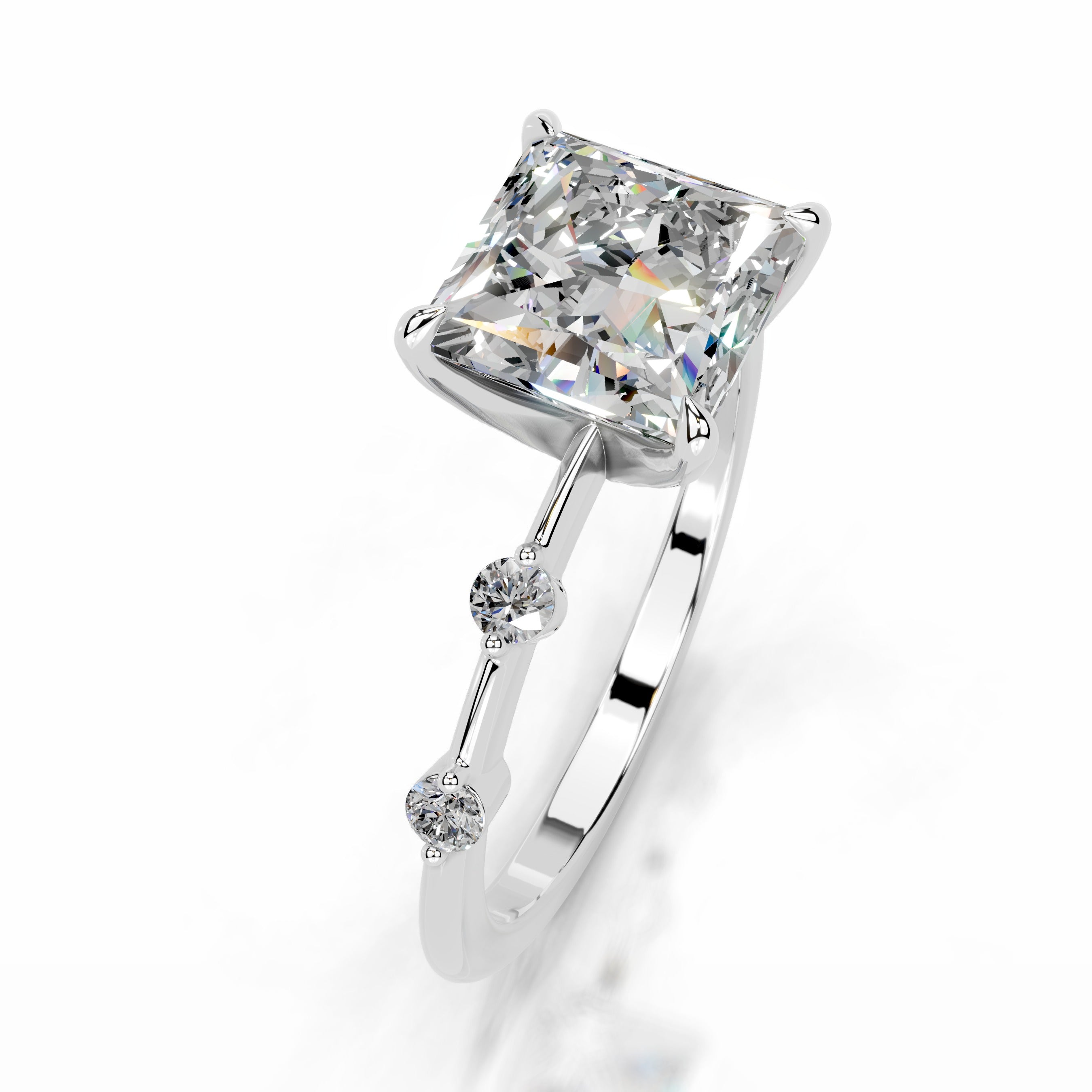 Timmey Moissanite & Diamond Ring - 18K White Gold