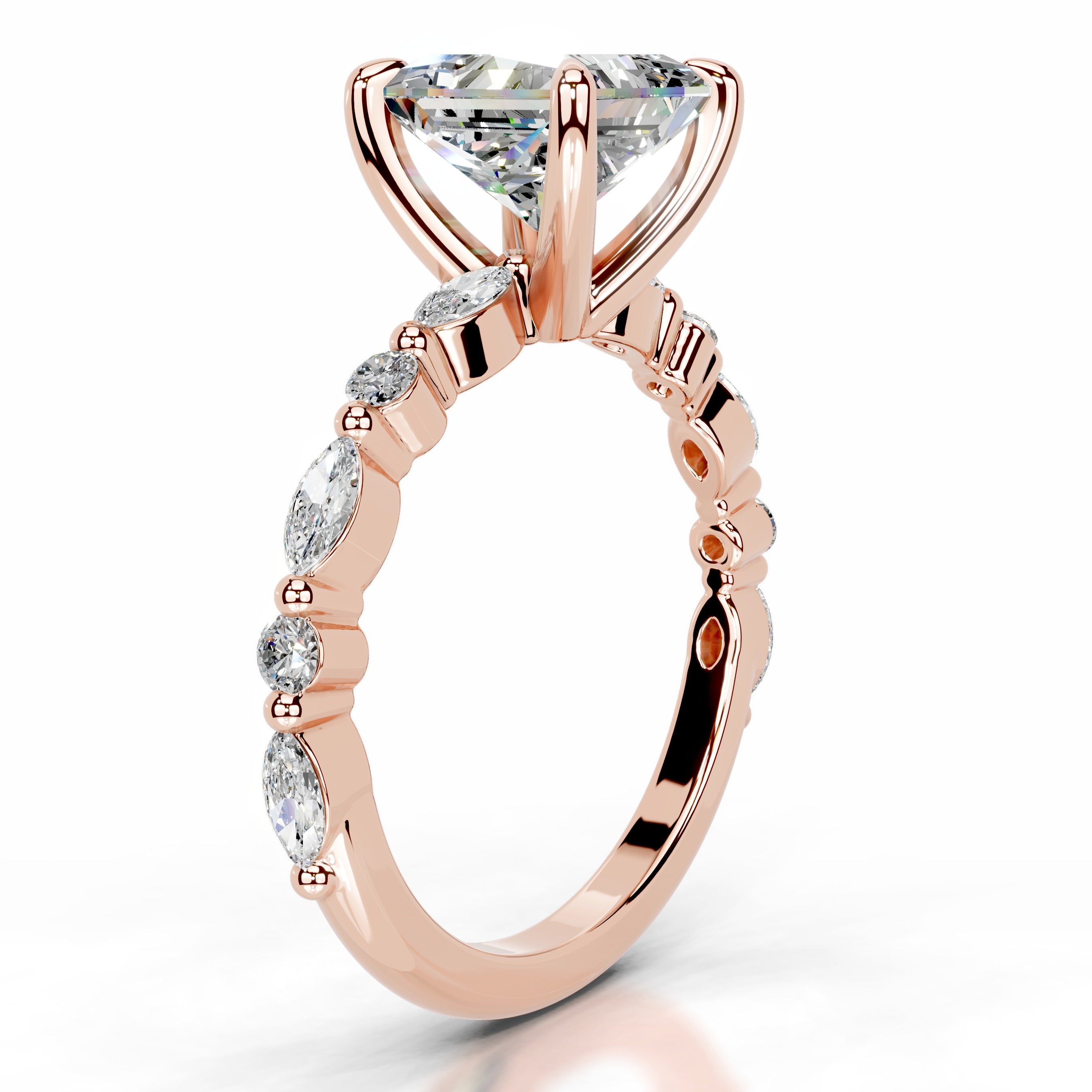 Lagertha Moissanite & Diamond Ring - 14K Rose Gold