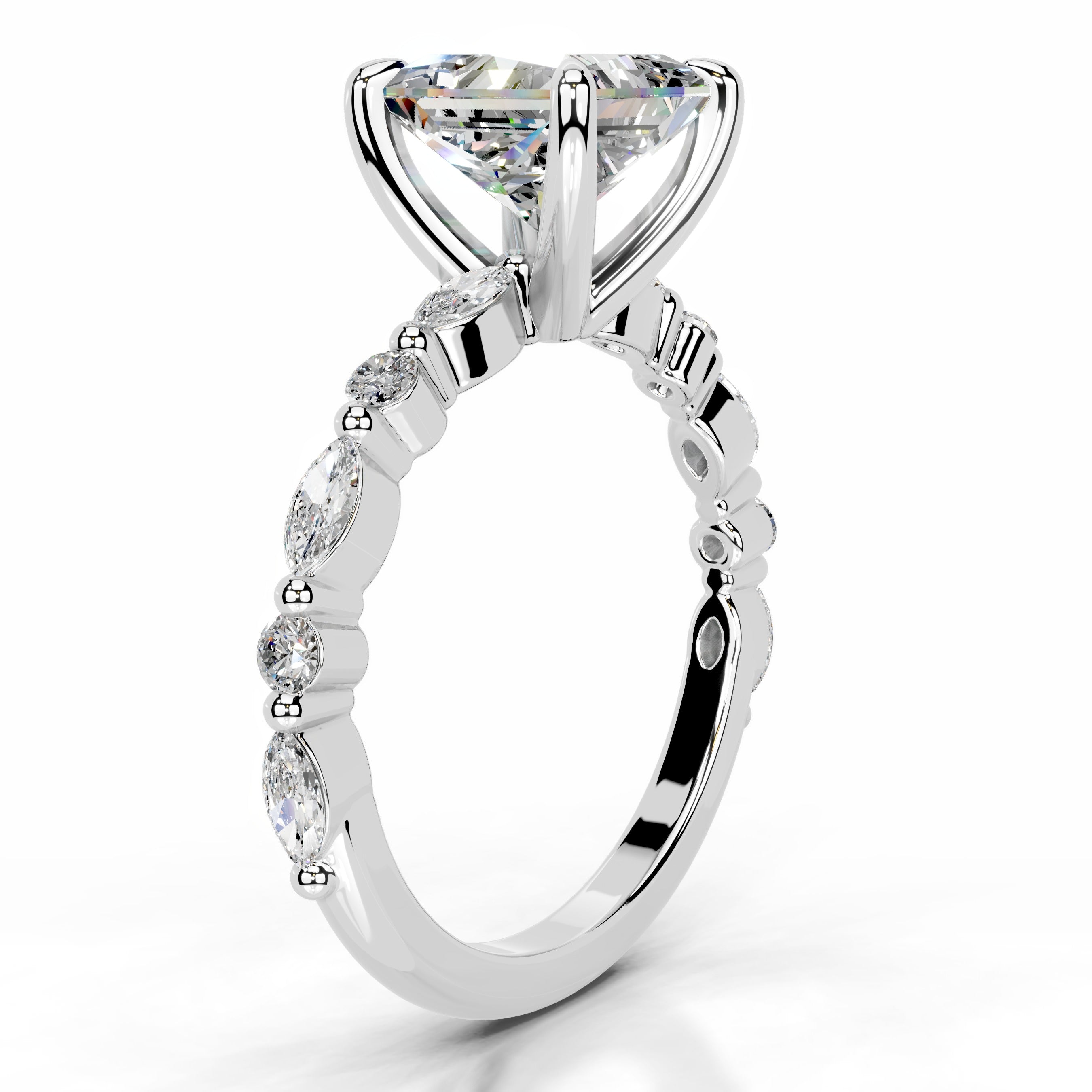 Lagertha Moissanite & Diamond Ring - 18K White Gold