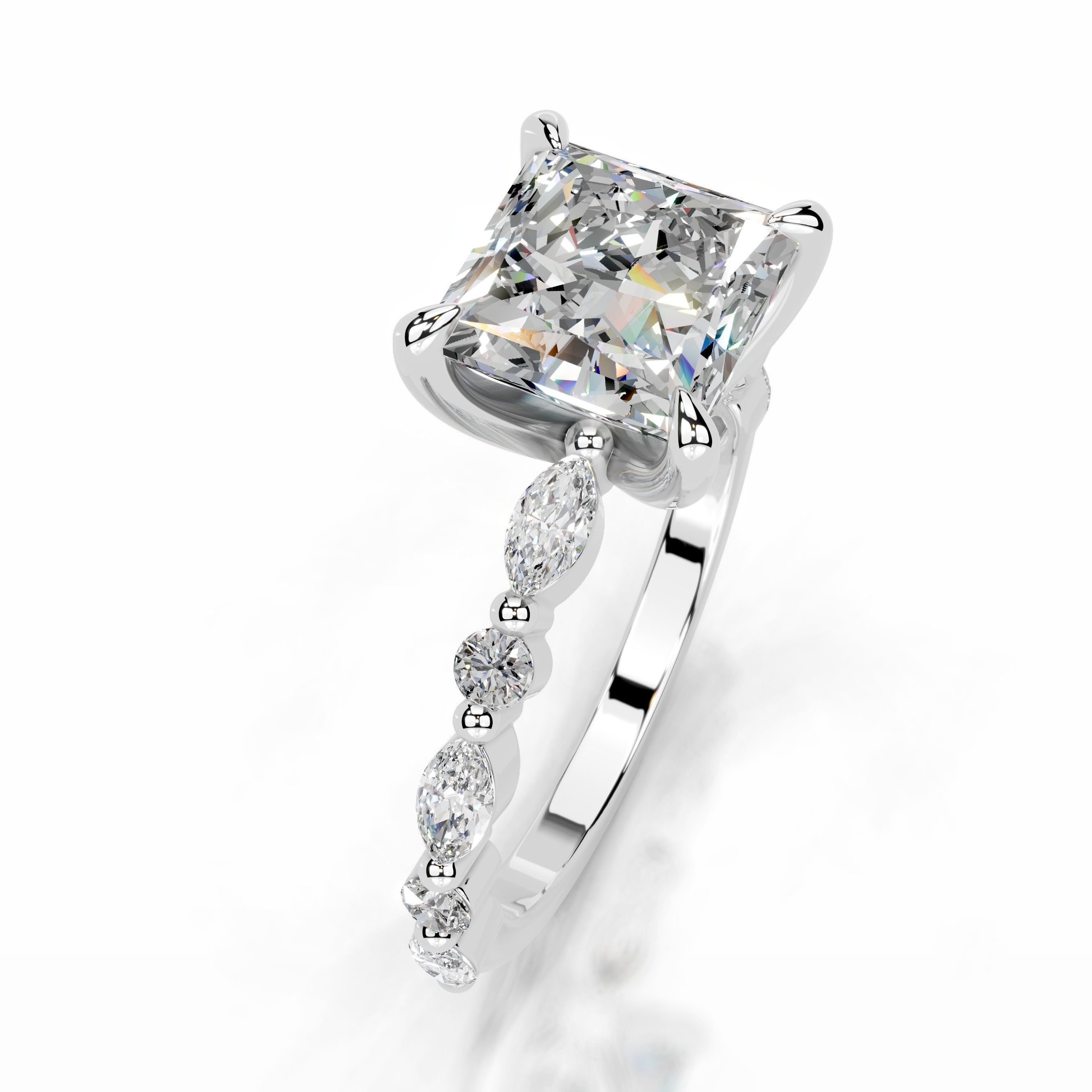 Lagertha Moissanite & Diamond Ring - 14K White Gold