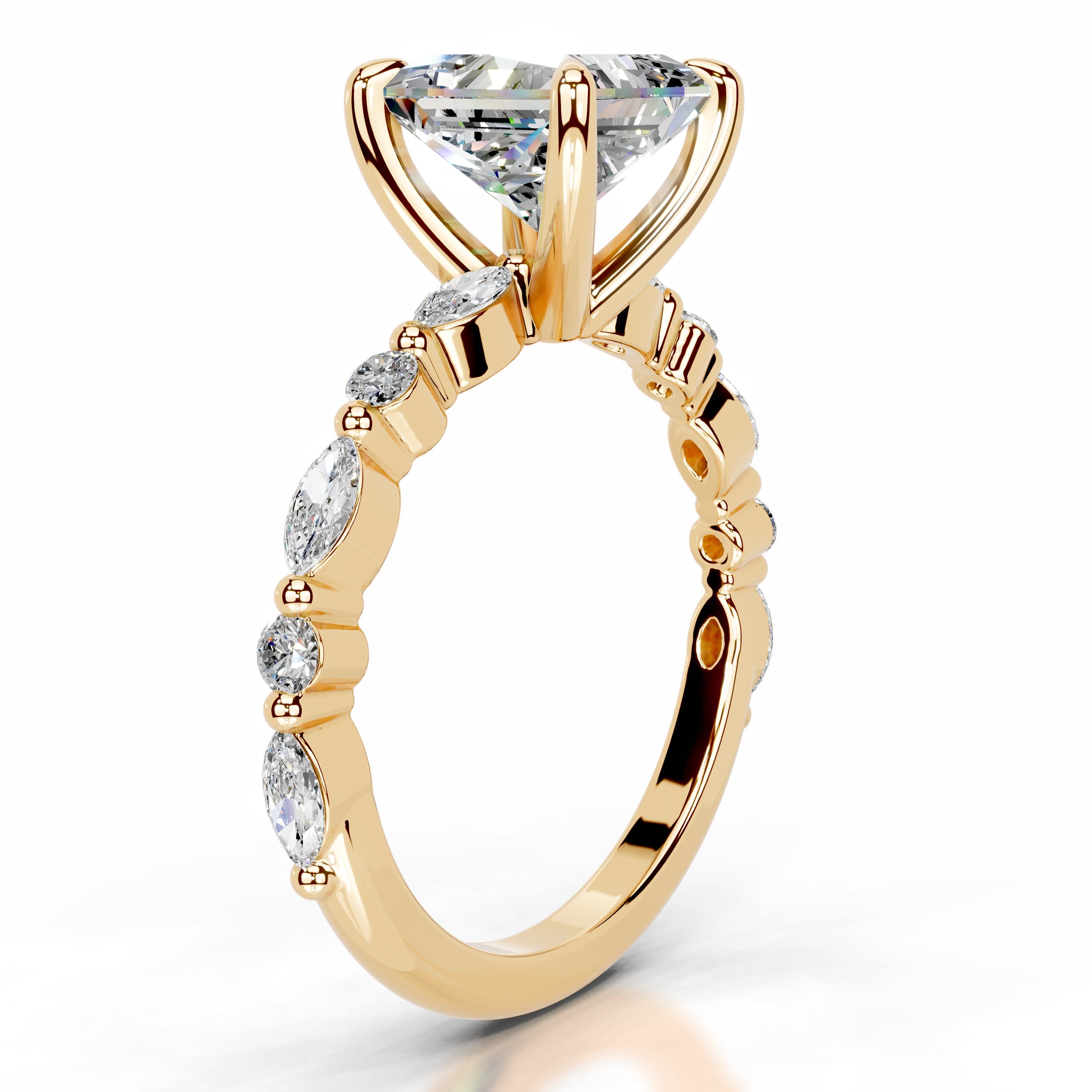 Lagertha Moissanite & Diamond Ring - 18K Yellow Gold