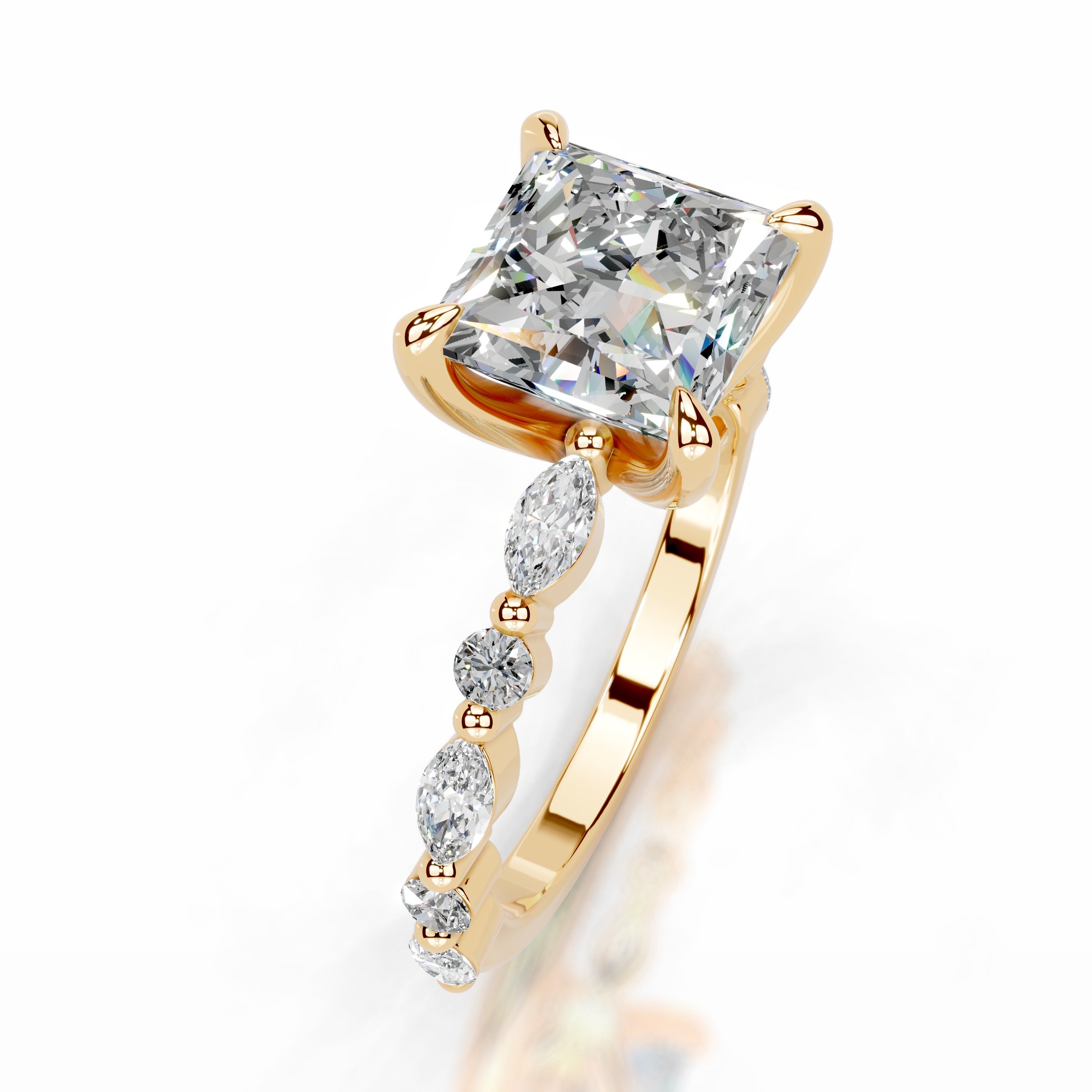 Lagertha Moissanite & Diamond Ring - 18K Yellow Gold