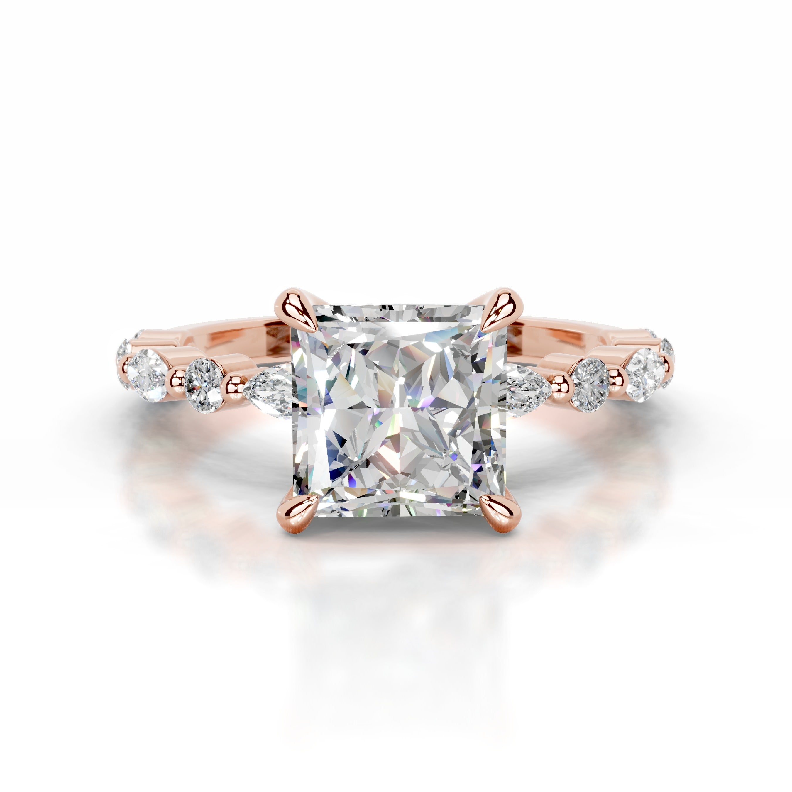 Lagertha Moissanite & Diamond Ring - 14K Rose Gold