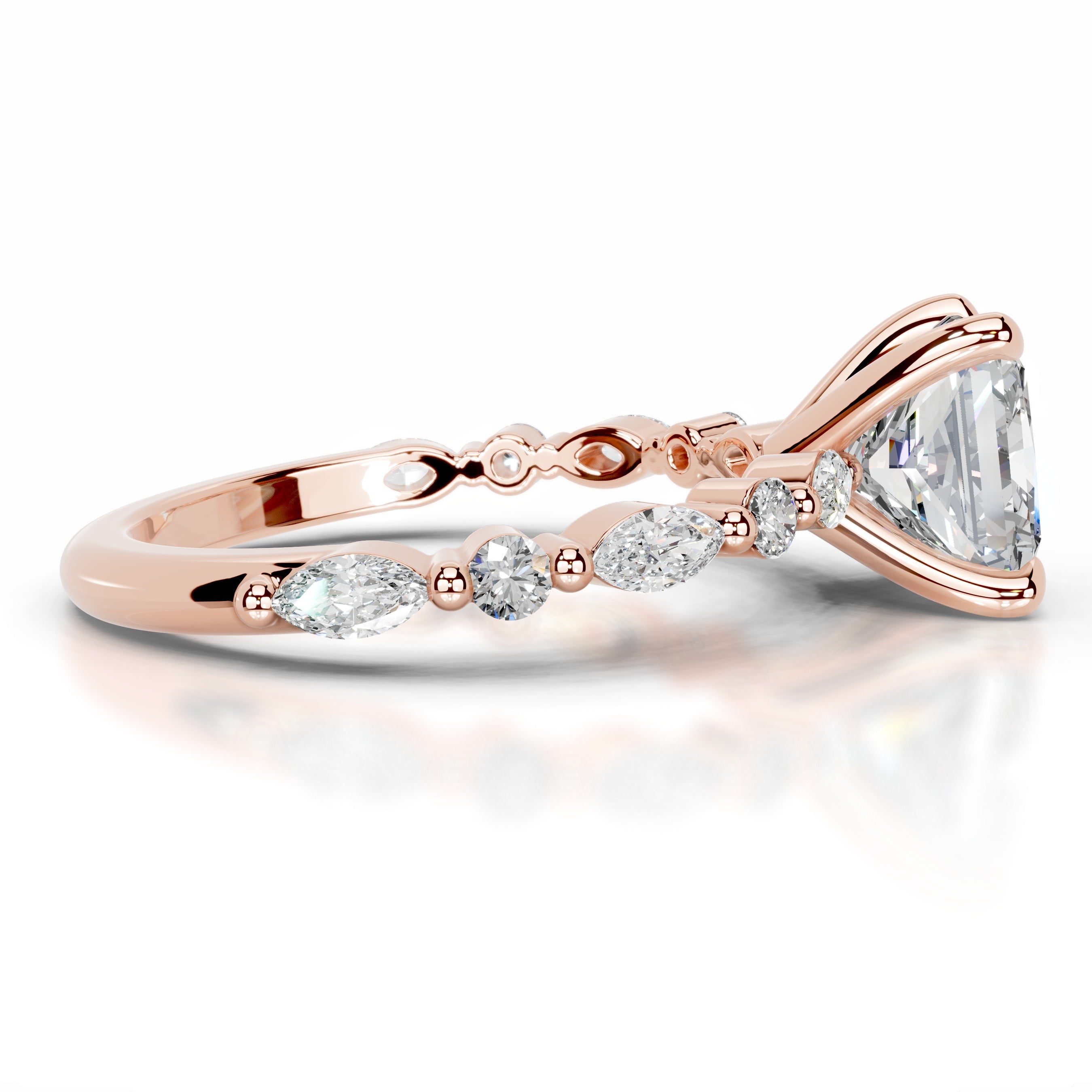 Lagertha Moissanite & Diamond Ring - 14K Rose Gold