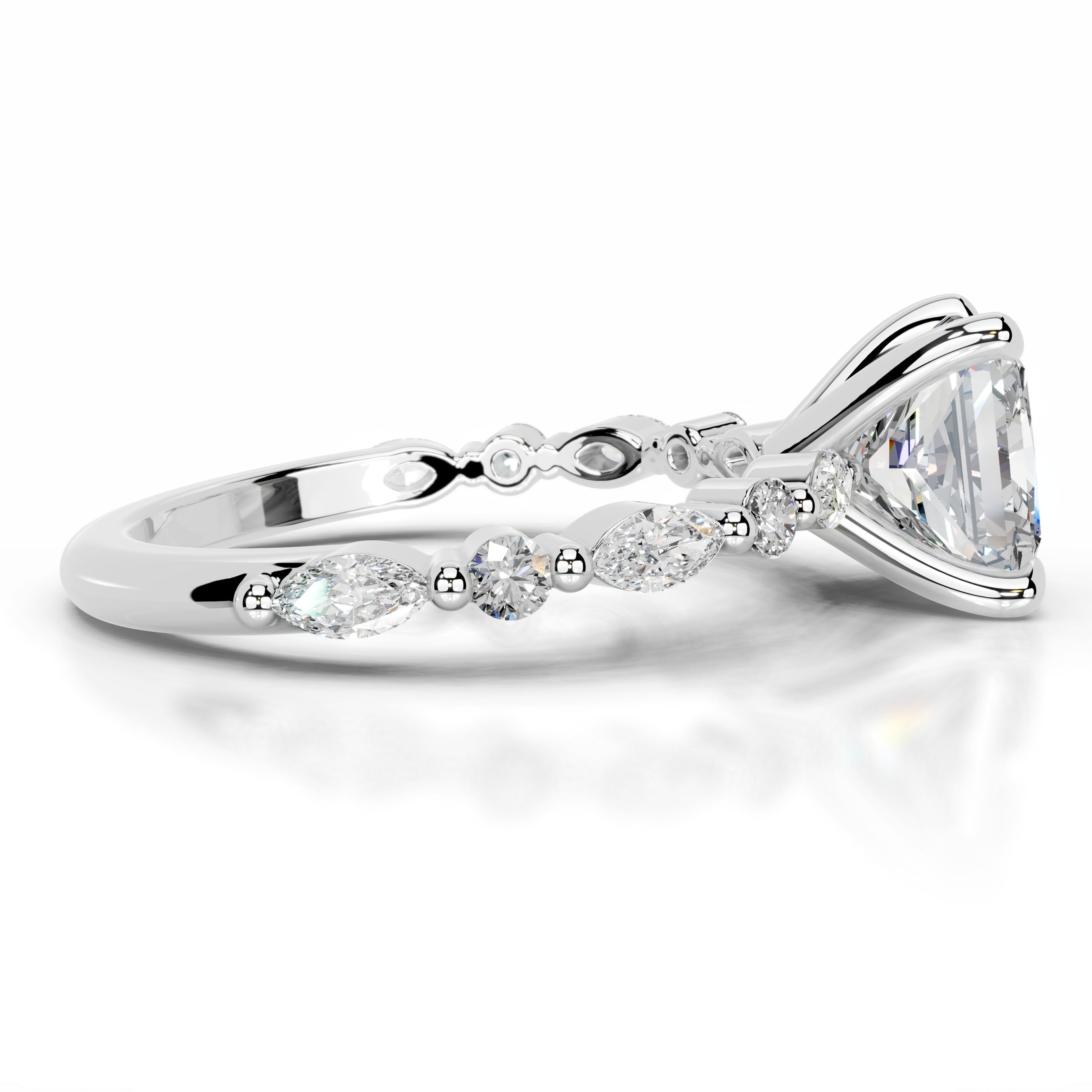 Lagertha Moissanite & Diamond Ring - 18K White Gold