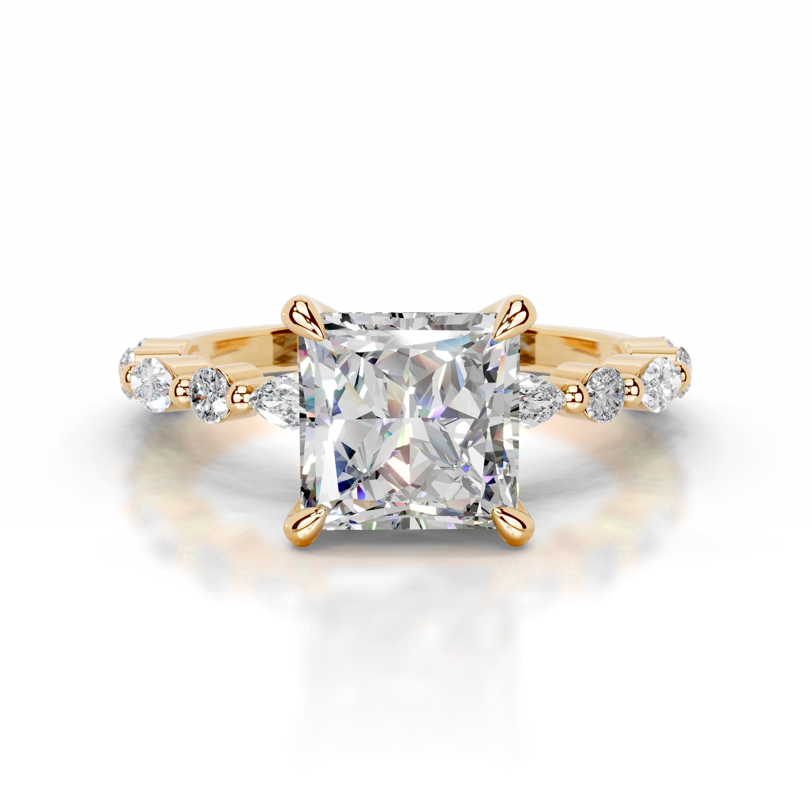 Lagertha Moissanite & Diamond Ring - 18K Yellow Gold