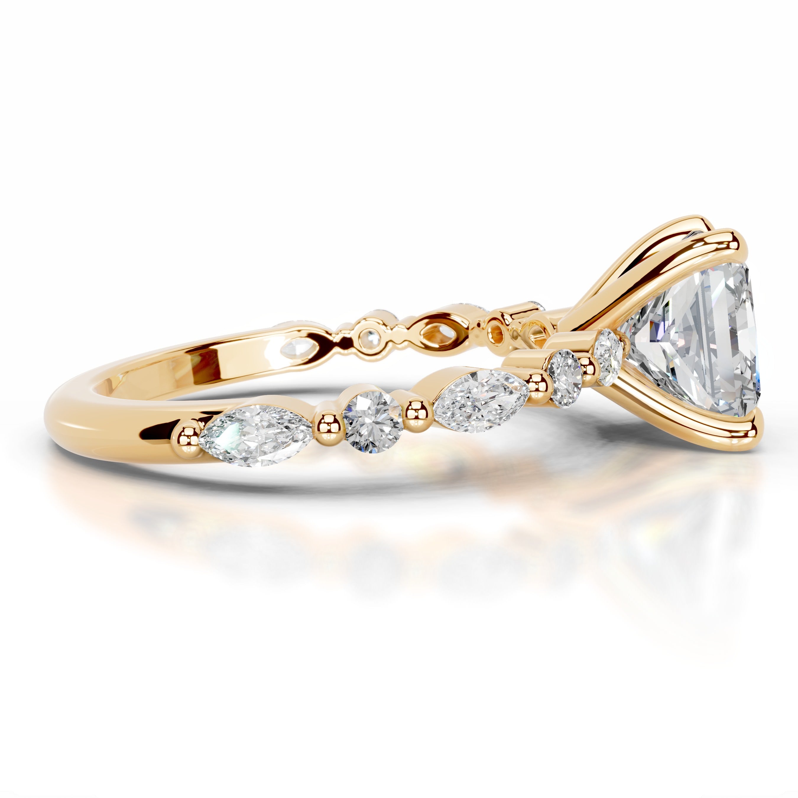 Lagertha Moissanite & Diamond Ring - 18K Yellow Gold