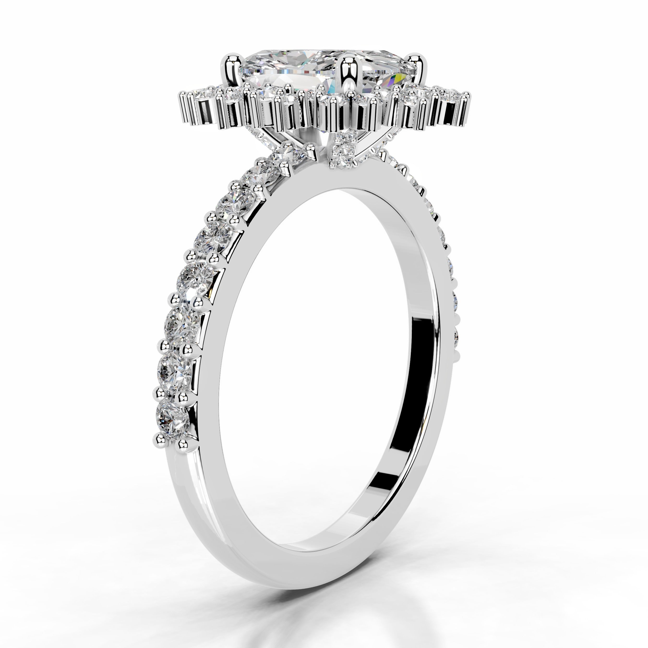 Bodil Moissanite & Diamond Ring - 14K White Gold