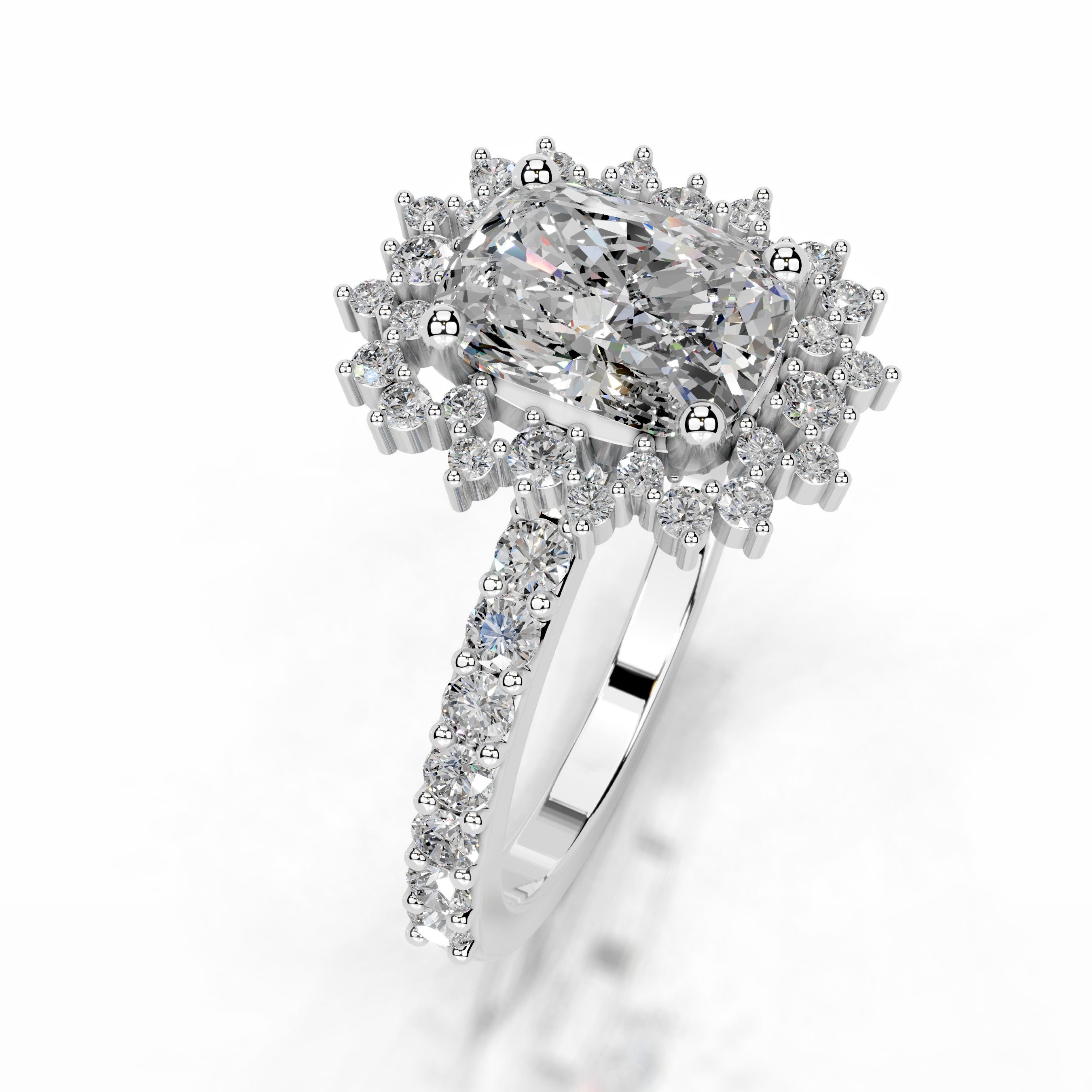 Bodil Moissanite & Diamond Ring - 18K White Gold