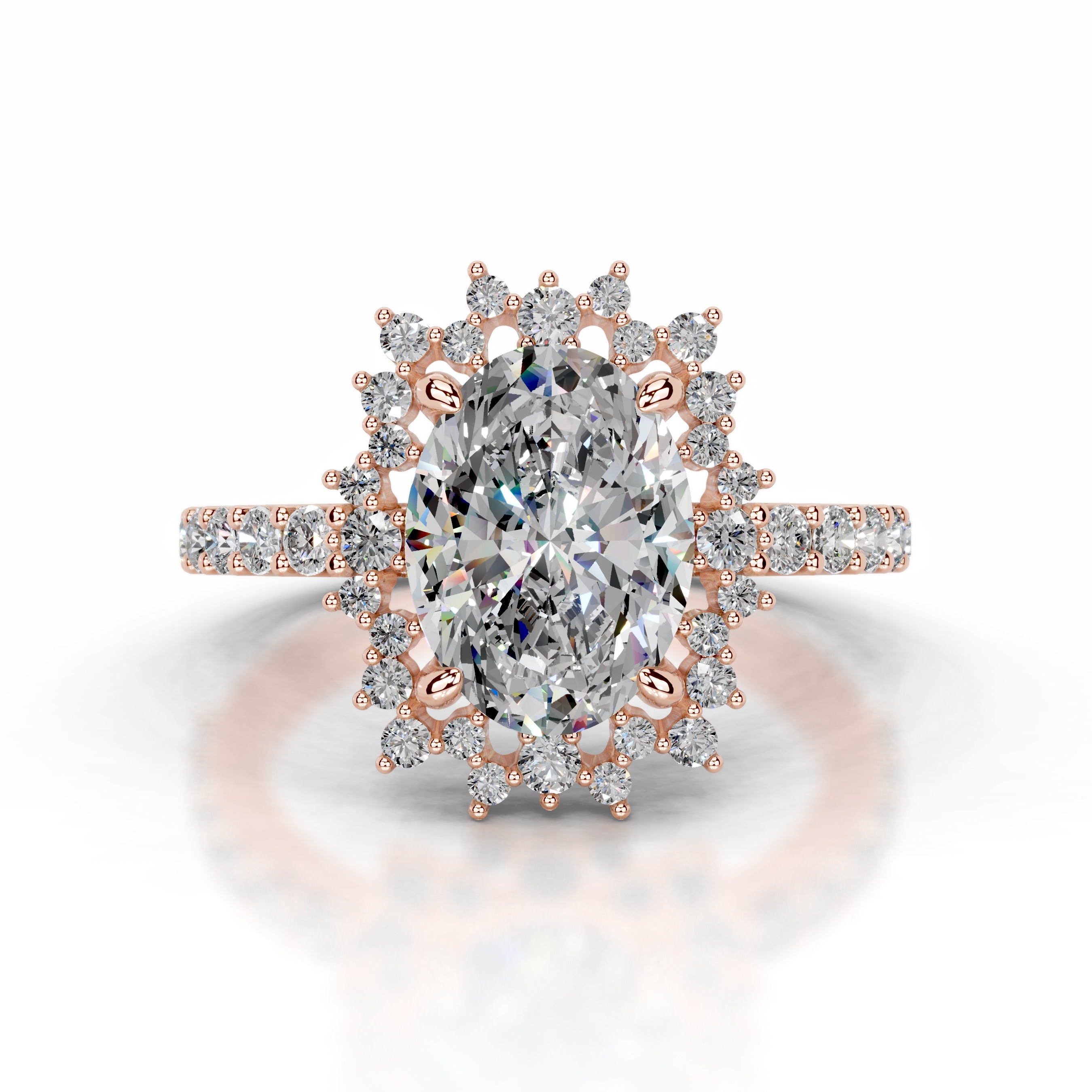 Gertrud Moissanite & Diamond Ring - 14K Rose Gold