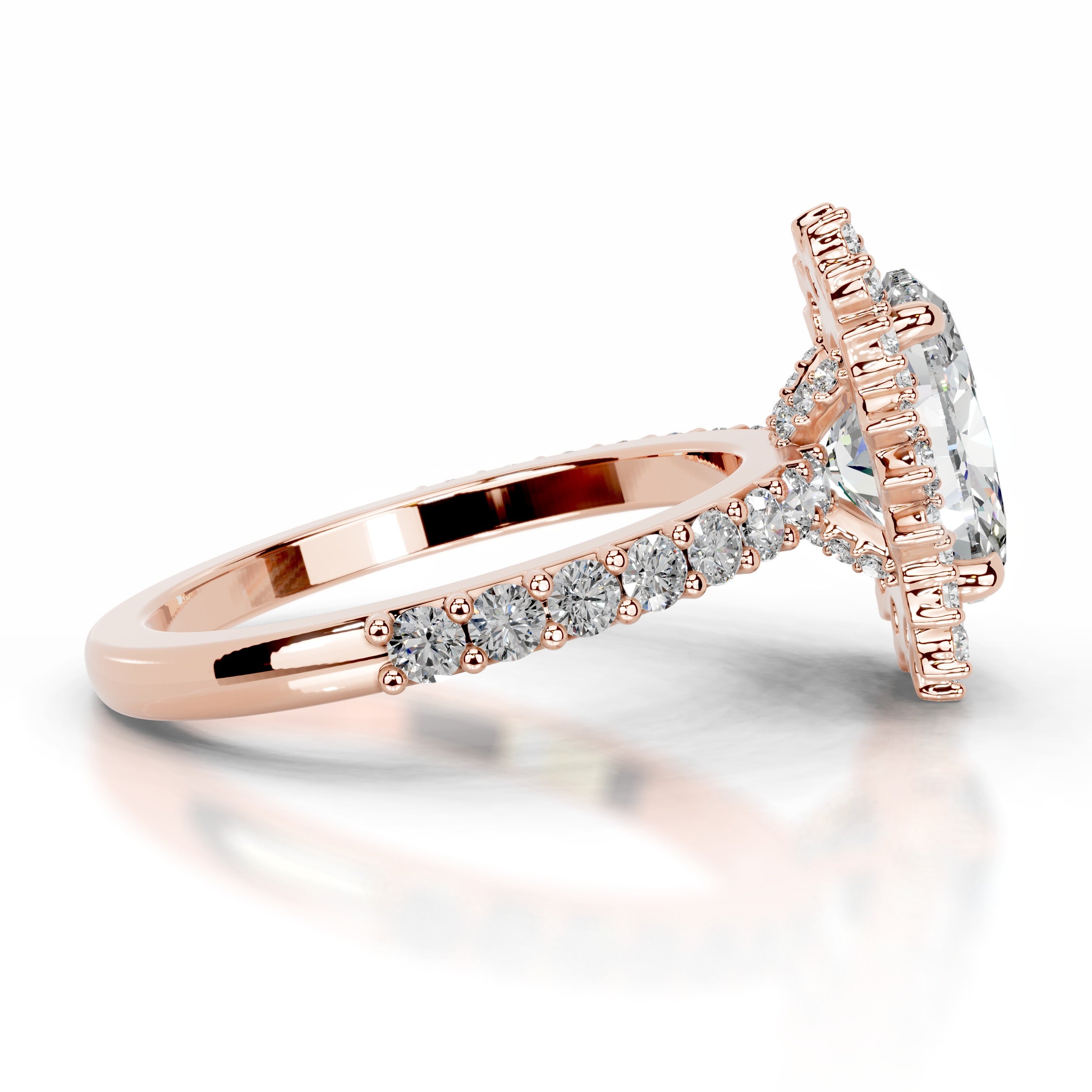 Gertrud Moissanite & Diamond Ring - 14K Rose Gold