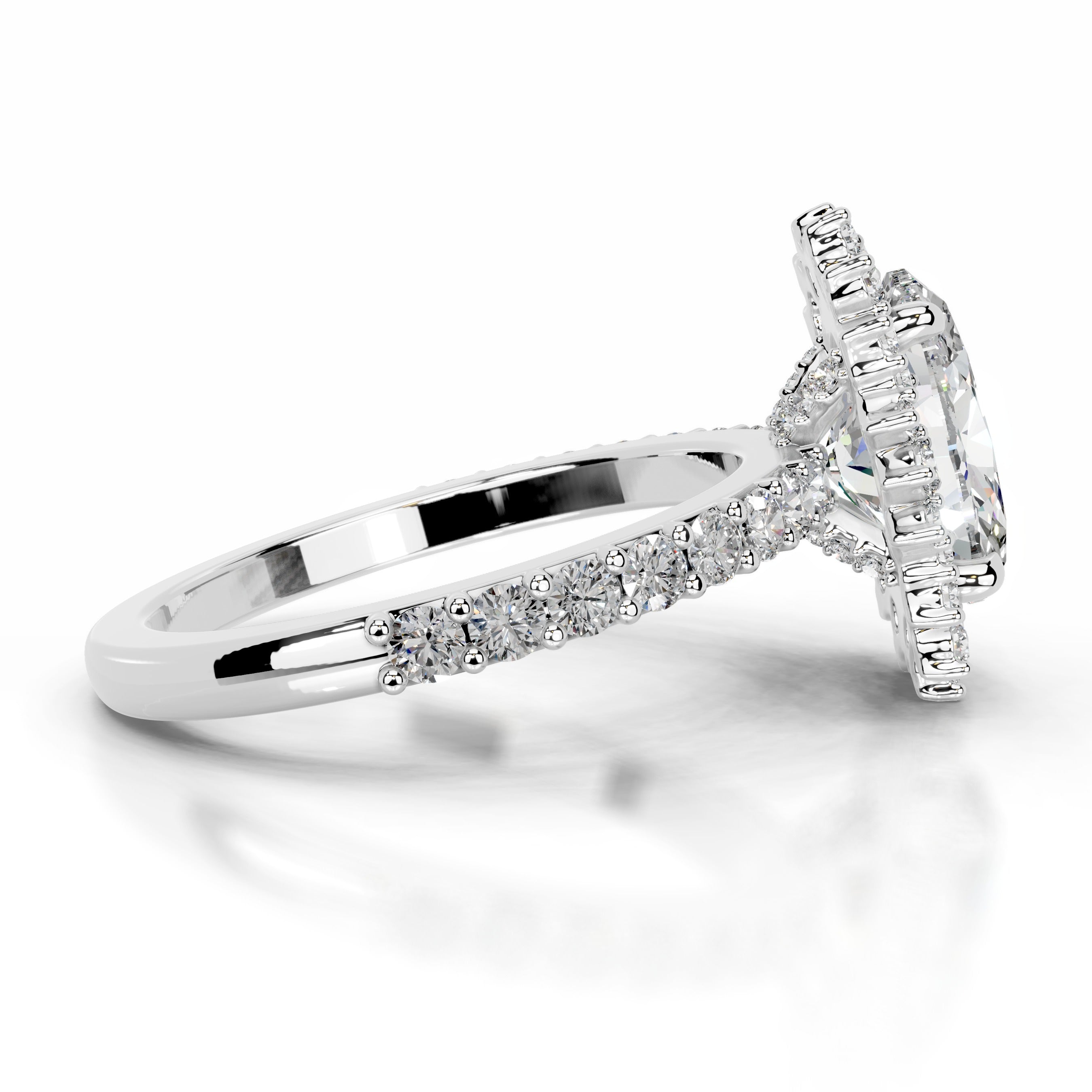 Gertrud Moissanite & Diamond Ring - 14K White Gold (RTS)