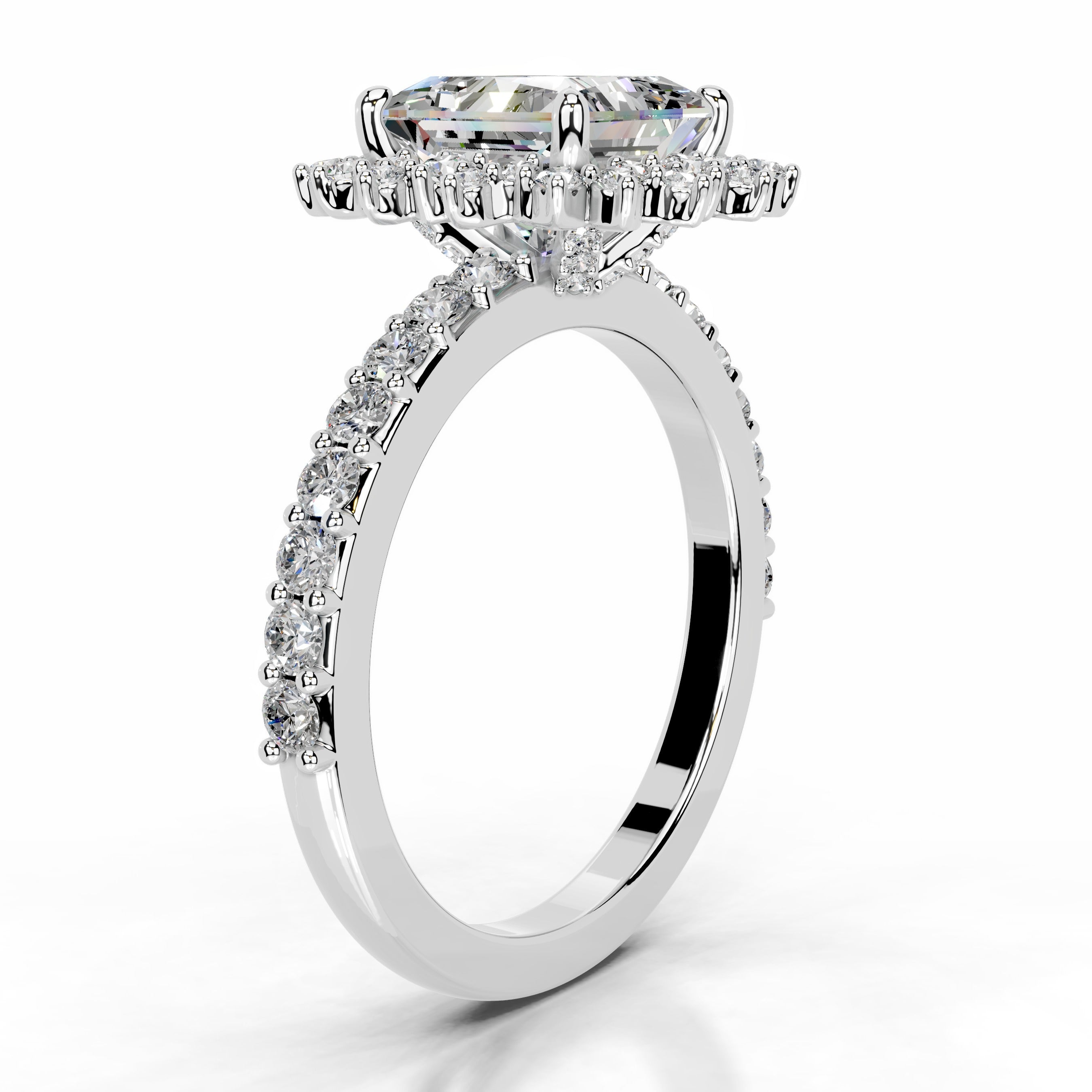 Gyda Moissanite & Diamond Ring - 14K White Gold