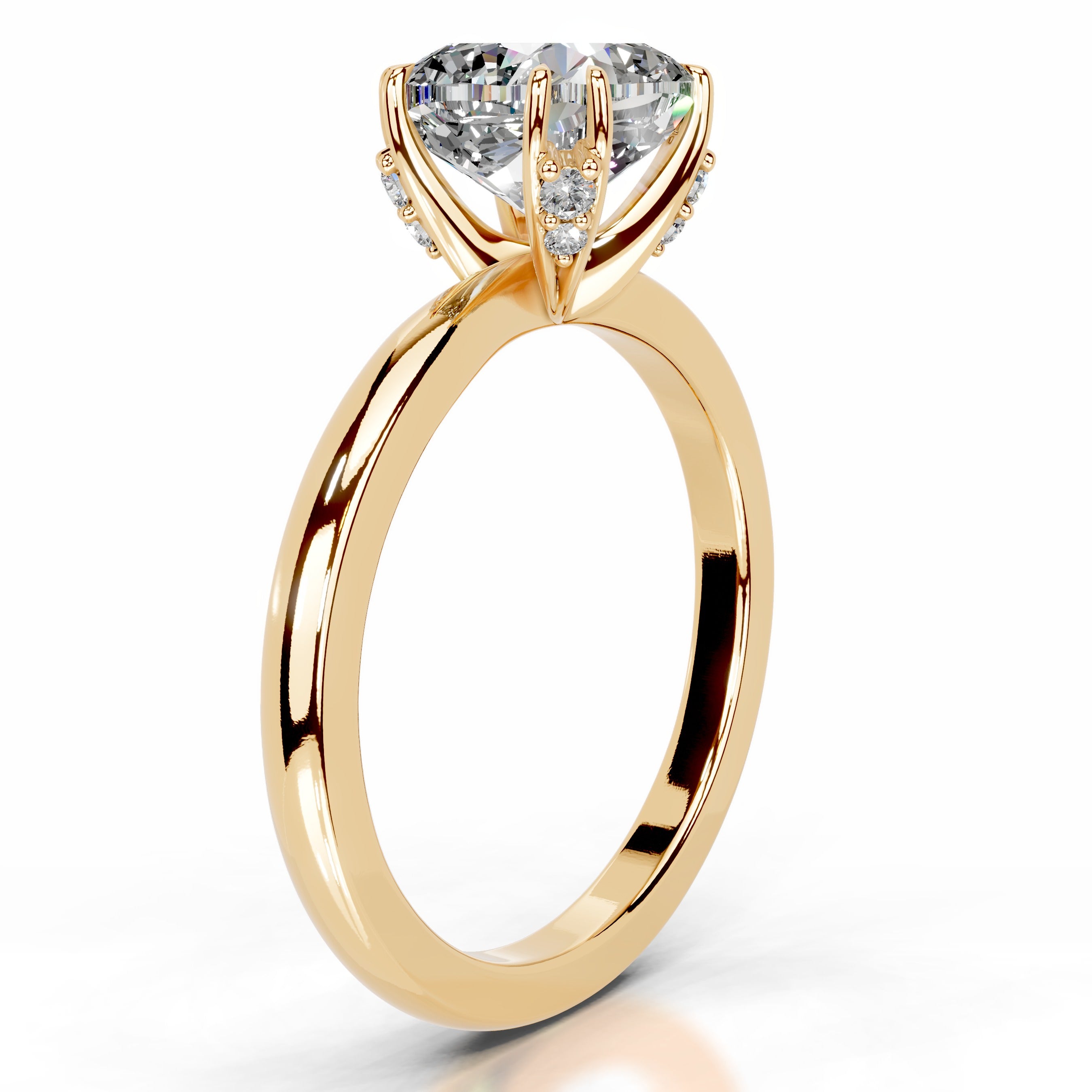 Andora Moissanite & Diamond Ring - 18K Yellow Gold