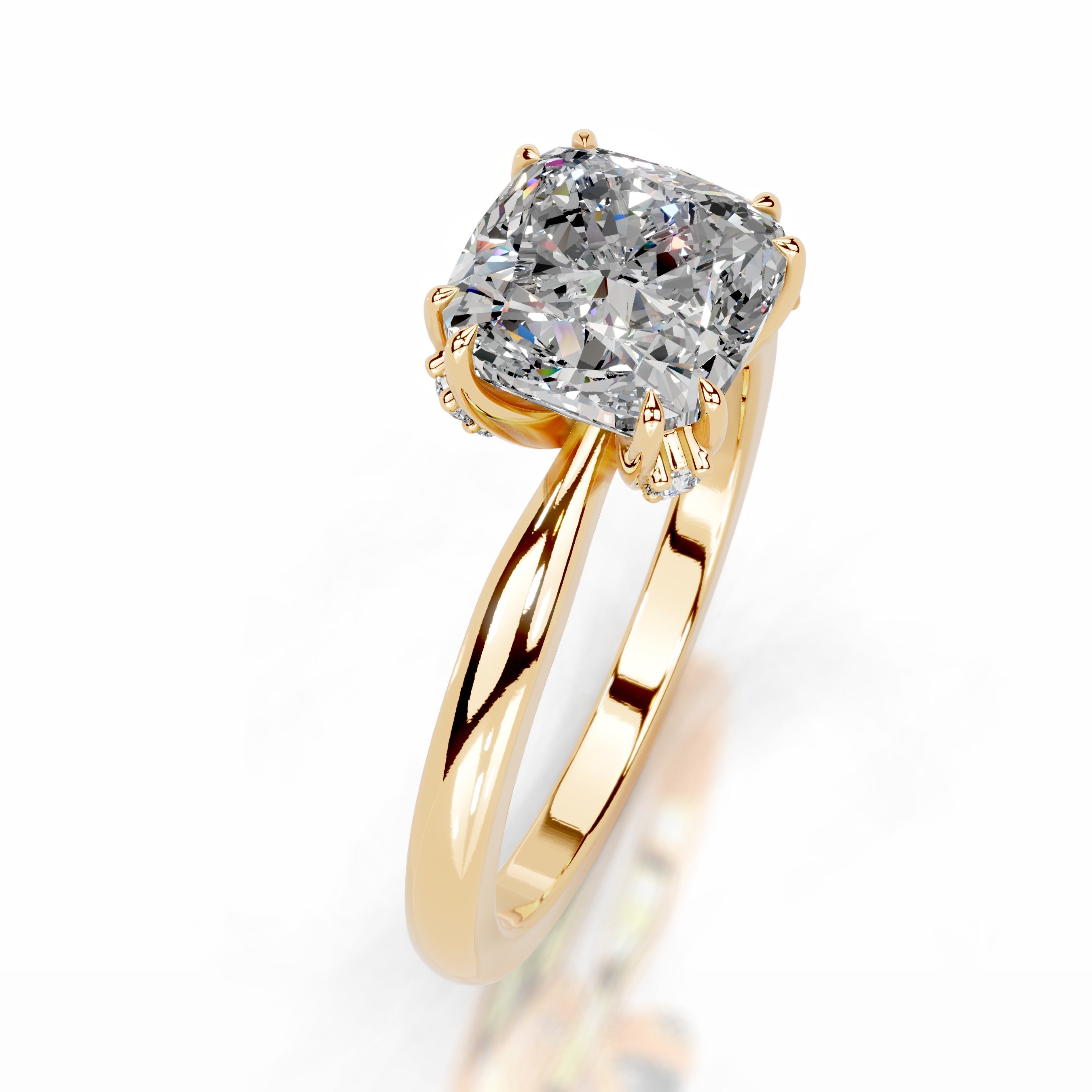 Andora Moissanite & Diamond Ring - 18K Yellow Gold
