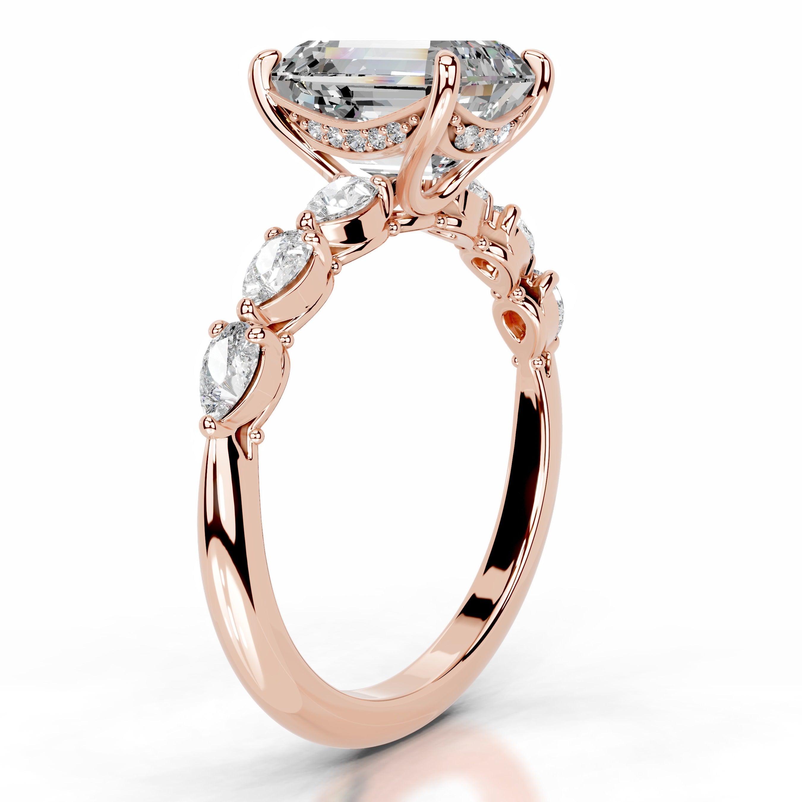 Alinta Moissanite & Diamond Ring - 14K Rose Gold