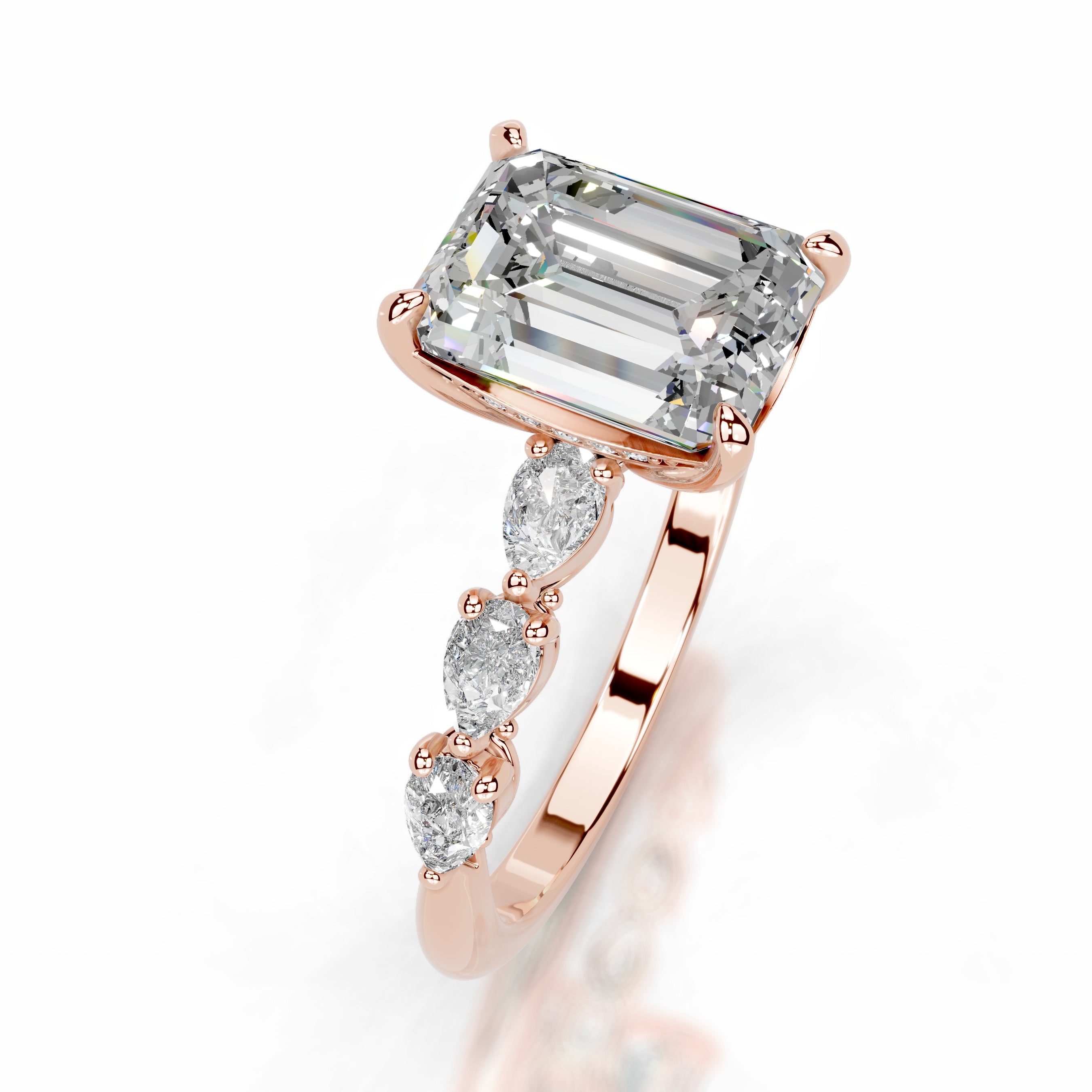 Alinta Moissanite & Diamond Ring - 14K Rose Gold
