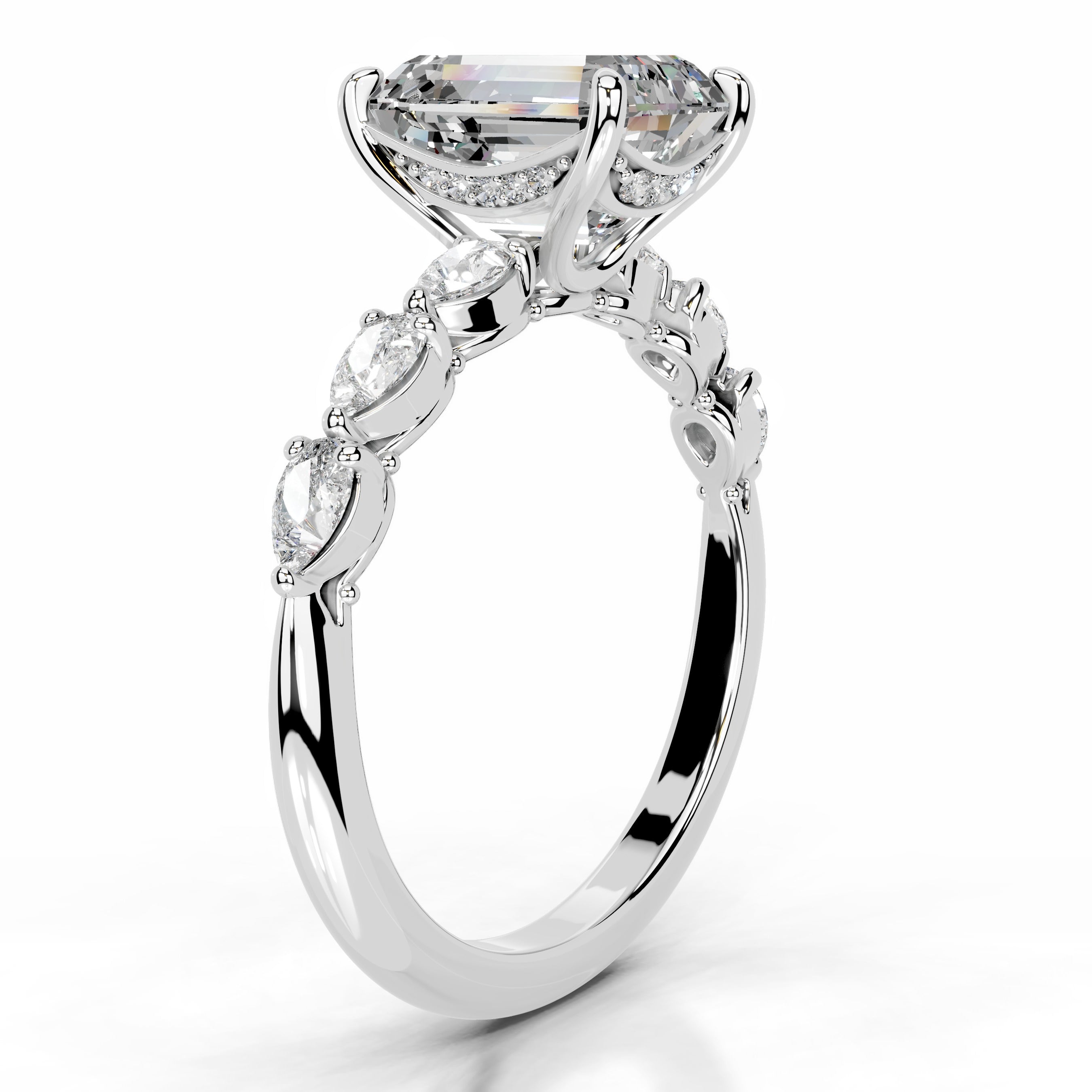 Alinta Moissanite & Diamond Ring - 14K White Gold