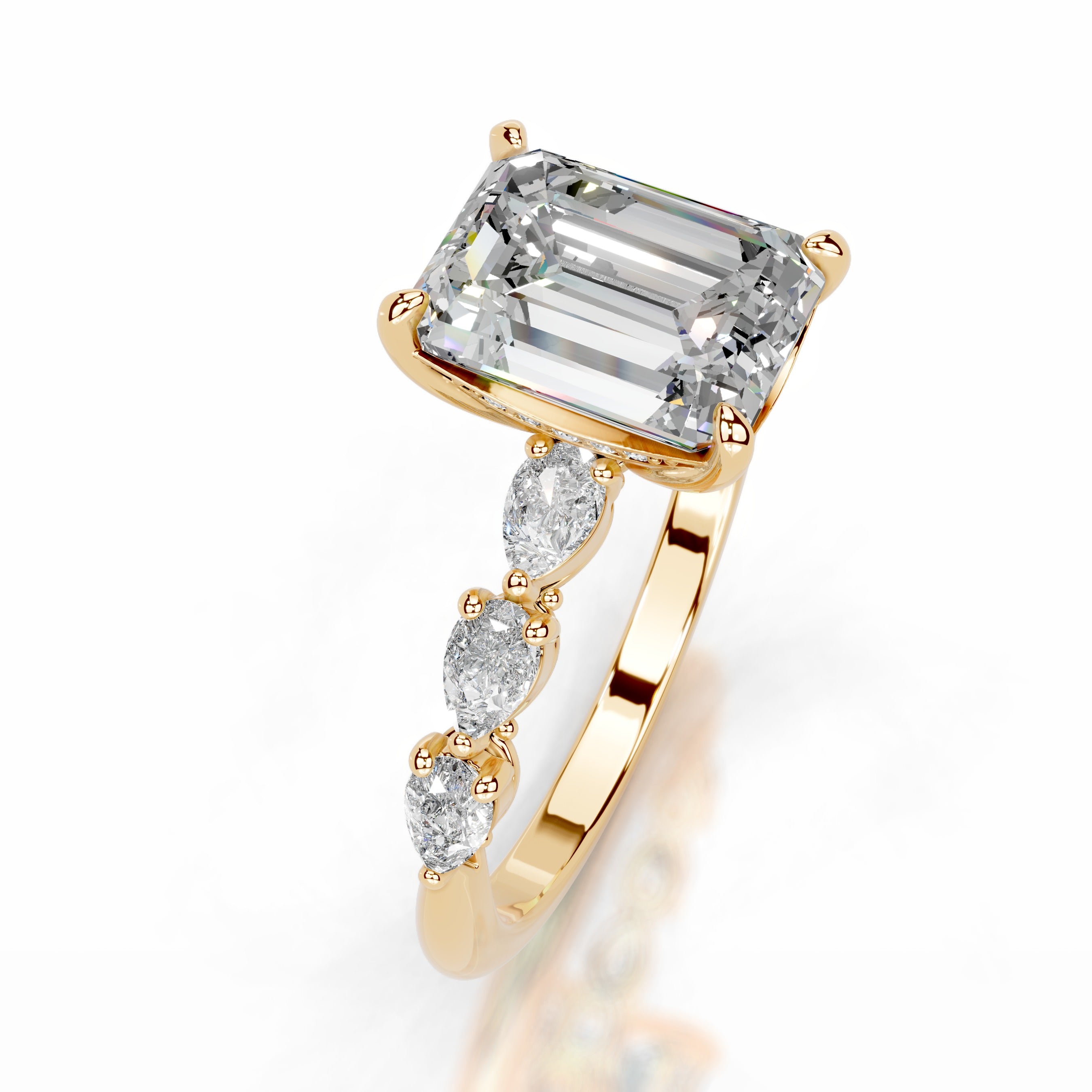 Alinta Moissanite & Diamond Ring - 18K Yellow Gold