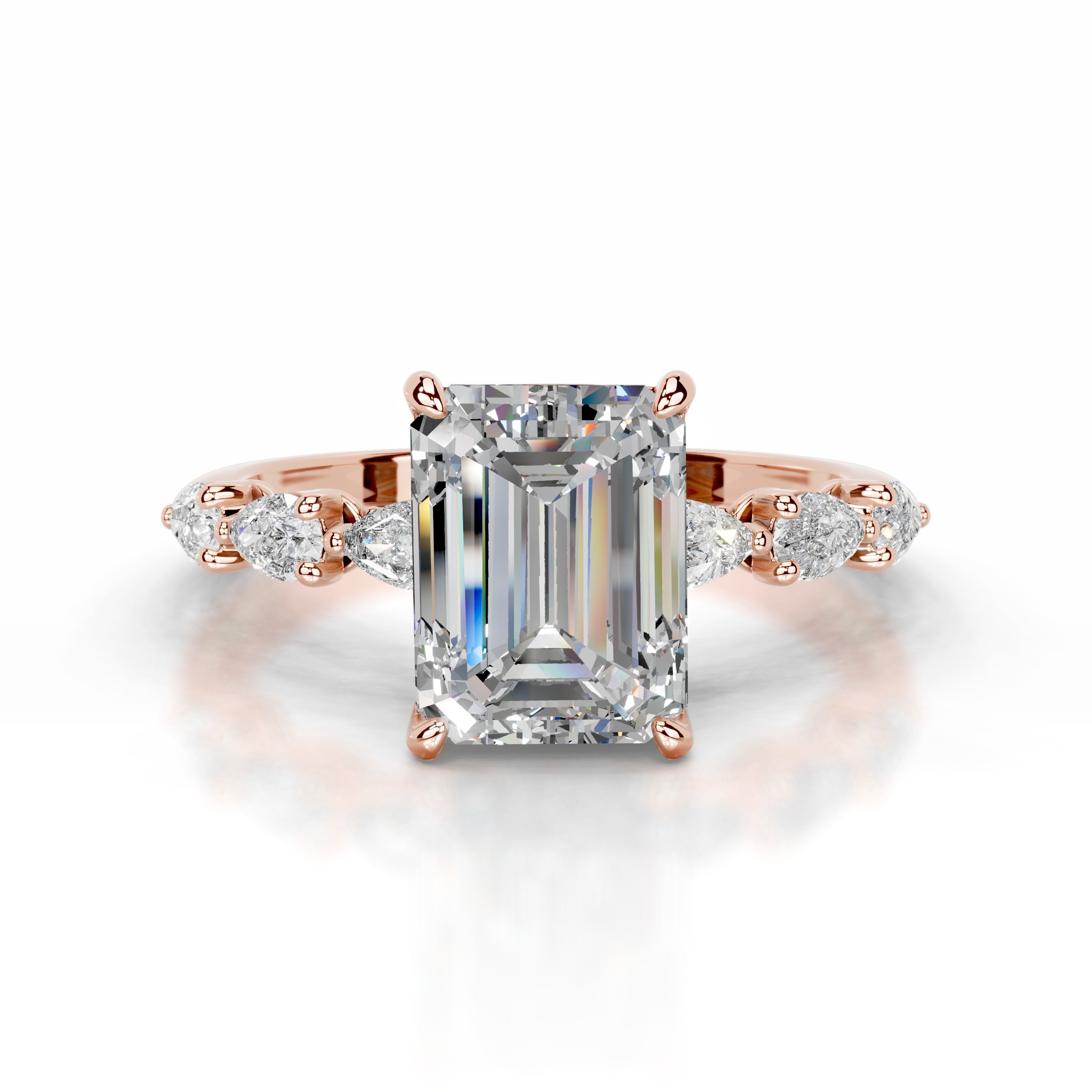 Alinta Moissanite & Diamond Ring - 14K Rose Gold