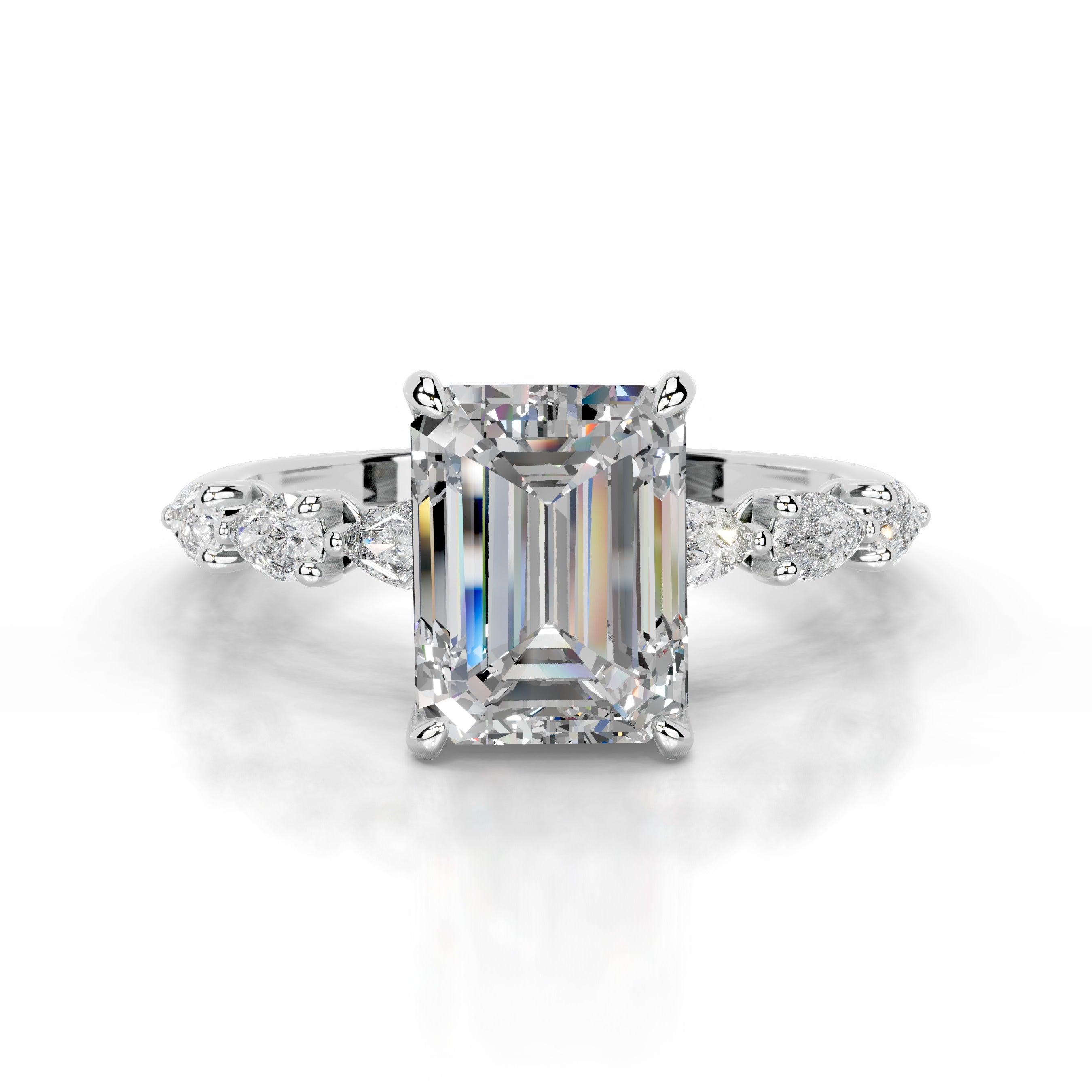 Alinta Moissanite & Diamond Ring - 14K White Gold
