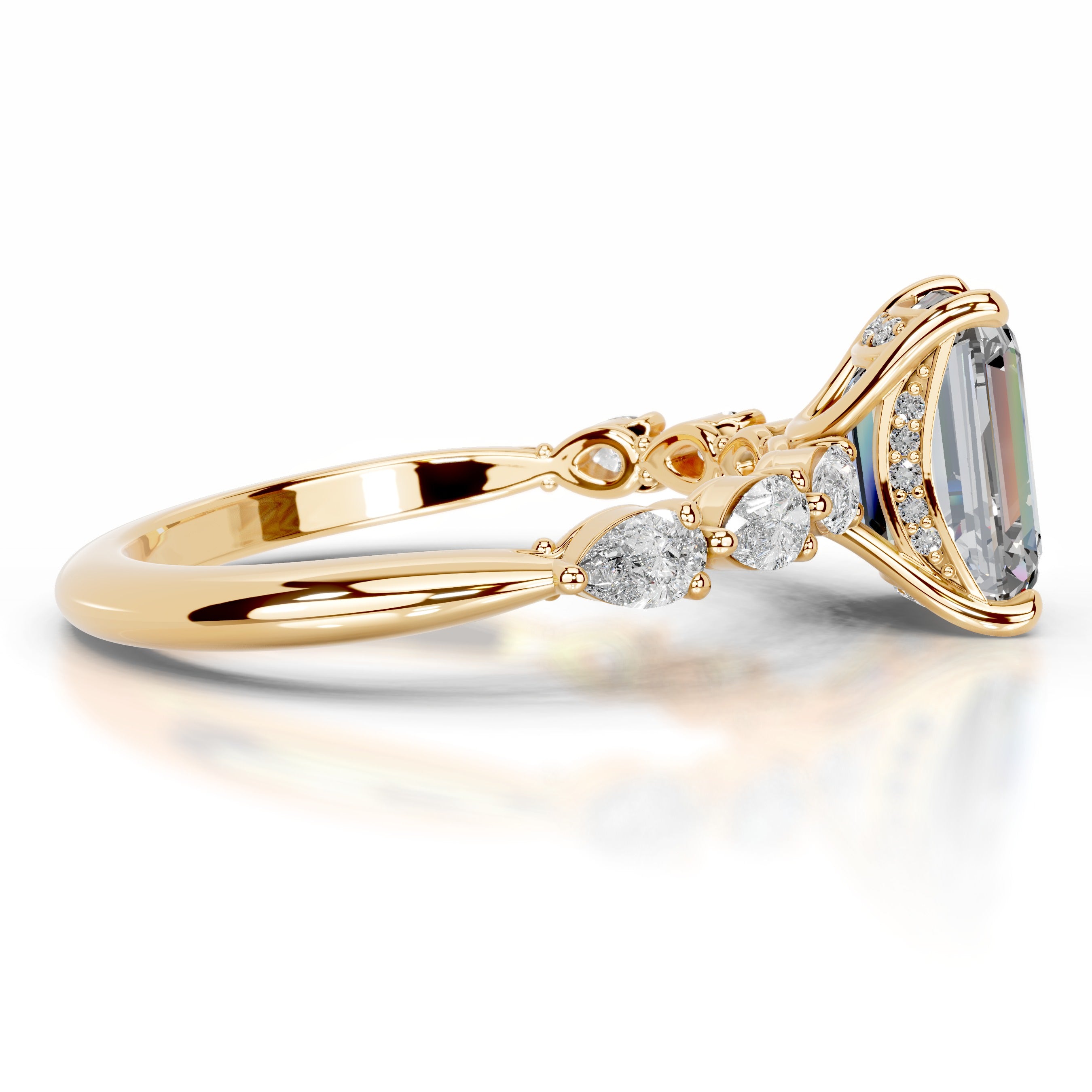Alinta Moissanite & Diamond Ring - 18K Yellow Gold