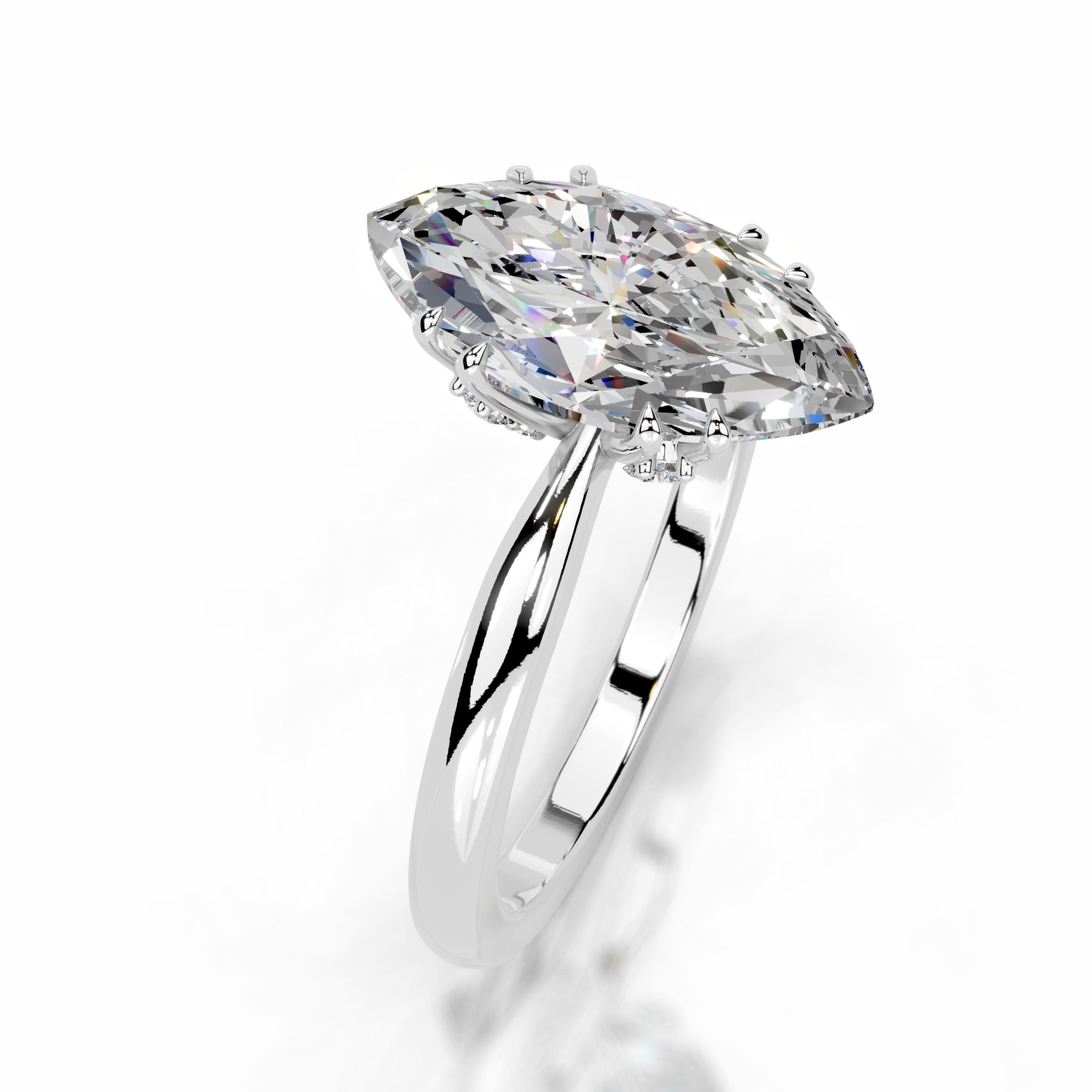 Badia Moissanite & Diamond Ring - 14K White Gold