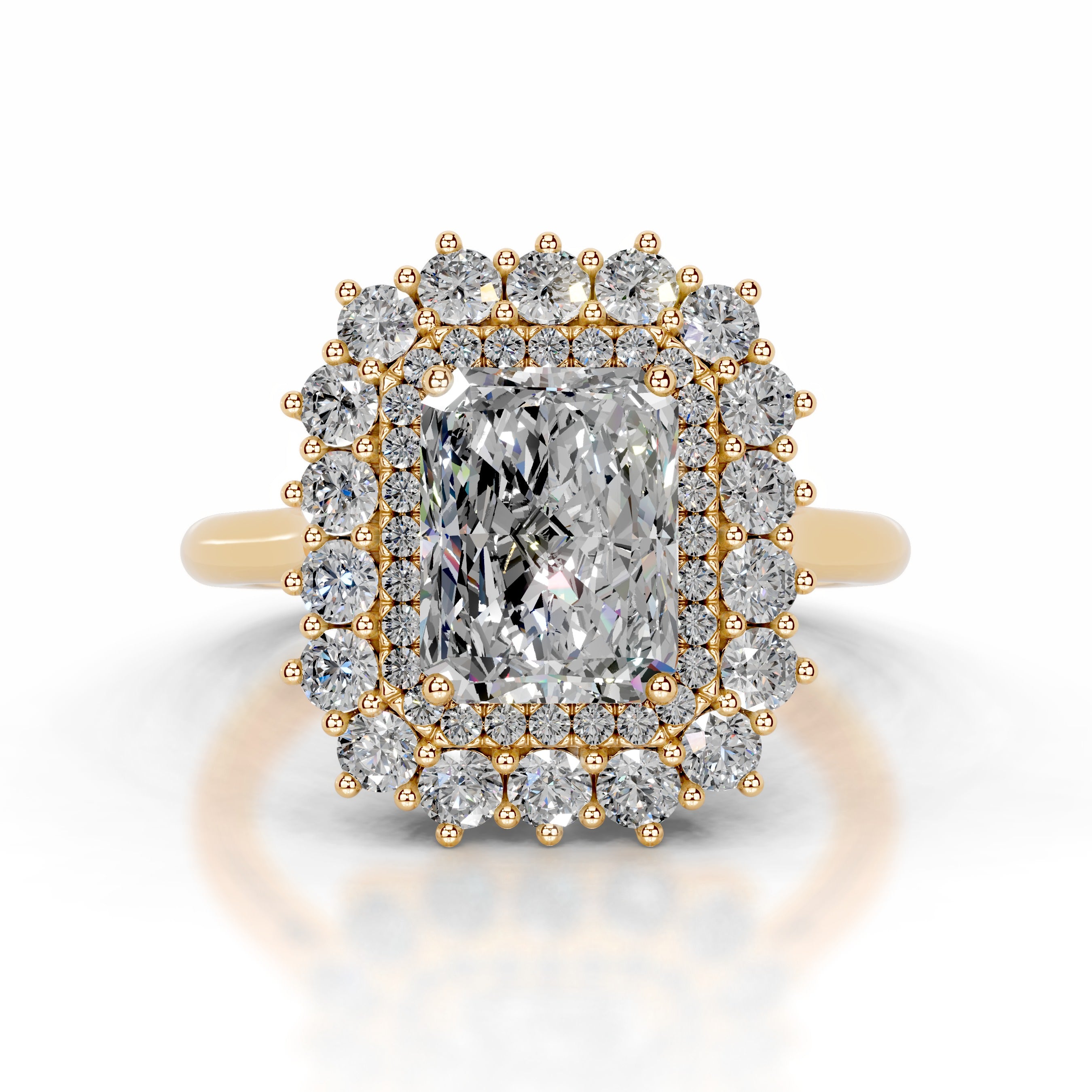 Adriana Moissanite & Diamond Ring - 18K Yellow Gold