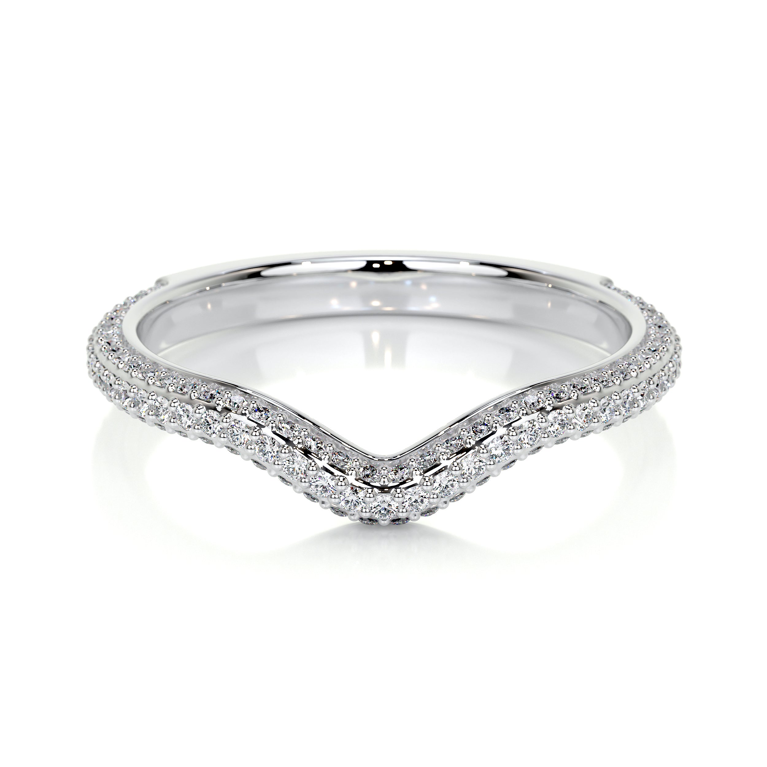 Anastasia Lab Grown Curved Wedding Ring   (0.75 Carat) -18K White Gold