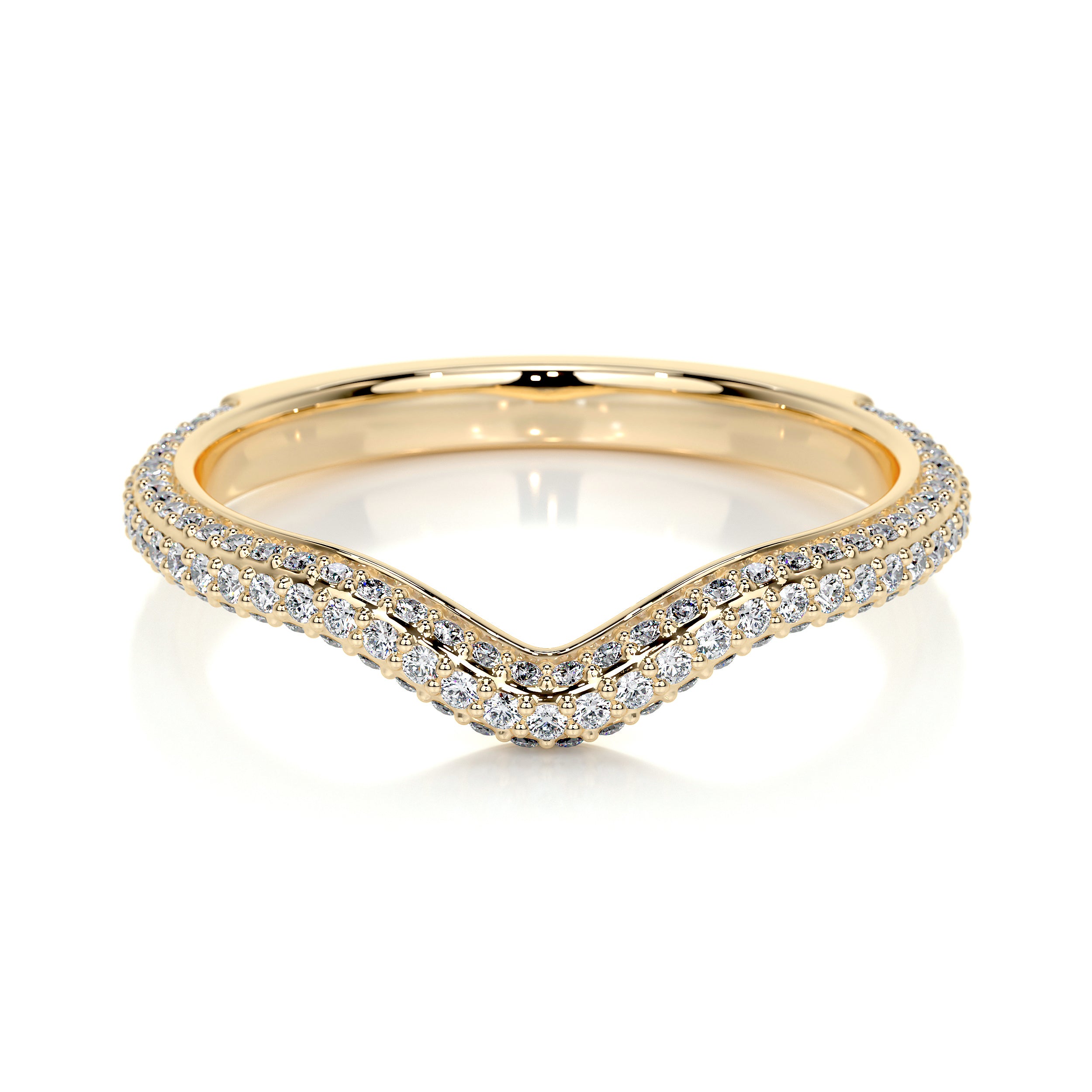 Anastasia Lab Grown Curved Wedding Ring (0.75 Carat) -18K Yellow Gold