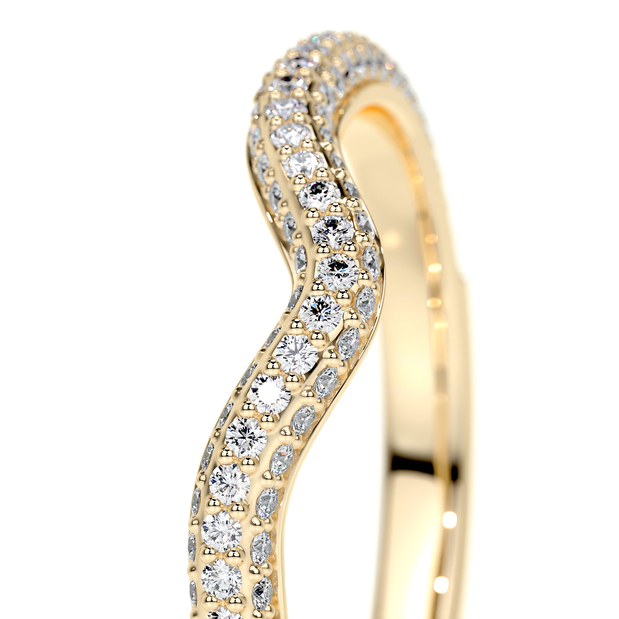 Anastasia Lab Grown Curved Wedding Ring (0.75 Carat) -18K Yellow Gold