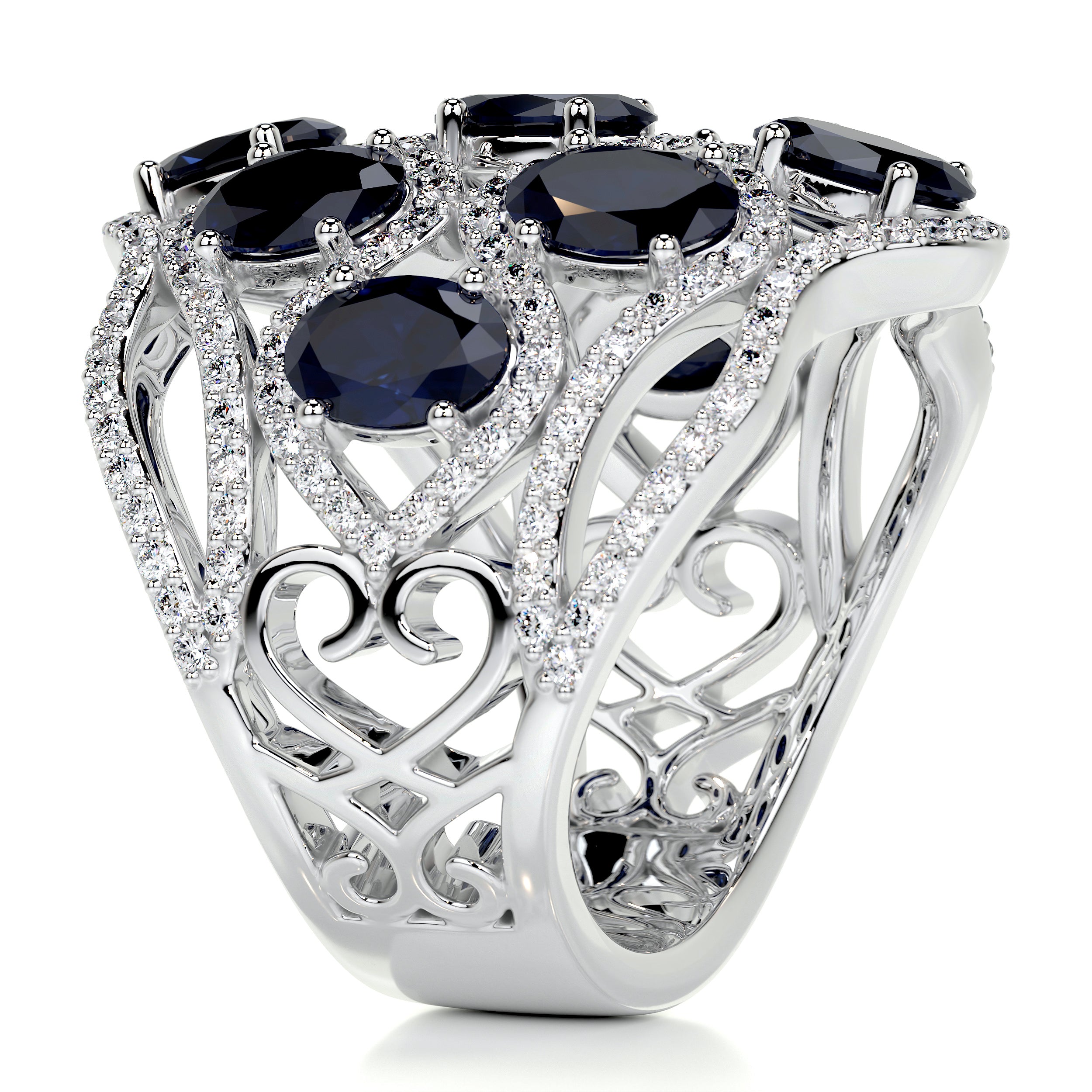 La Azul Fashion Gemstones & Diamonds Ring   (5 Carat) -18K White Gold