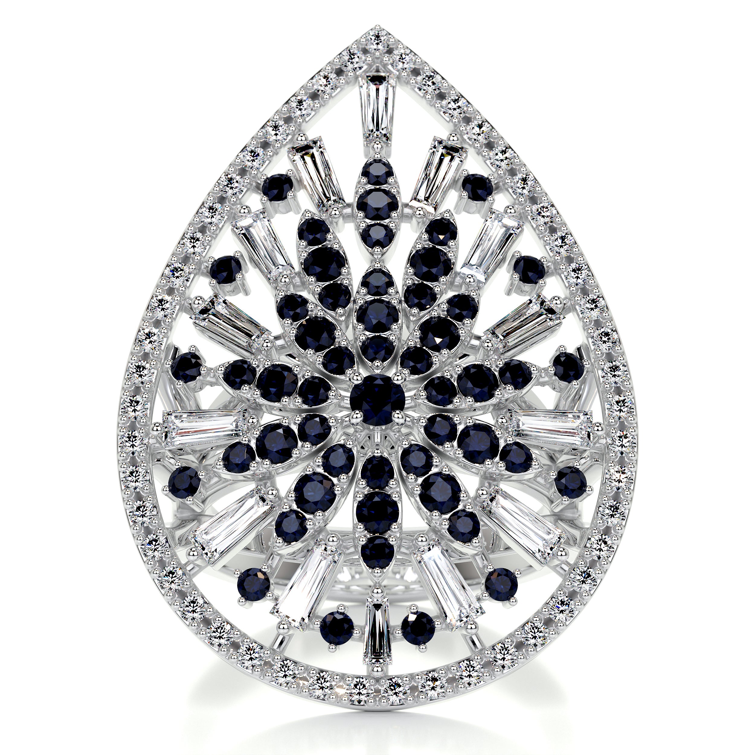 Emmaline Fashion Gemstones & Diamonds Ring (1.81 Carat) -18K White Gold
