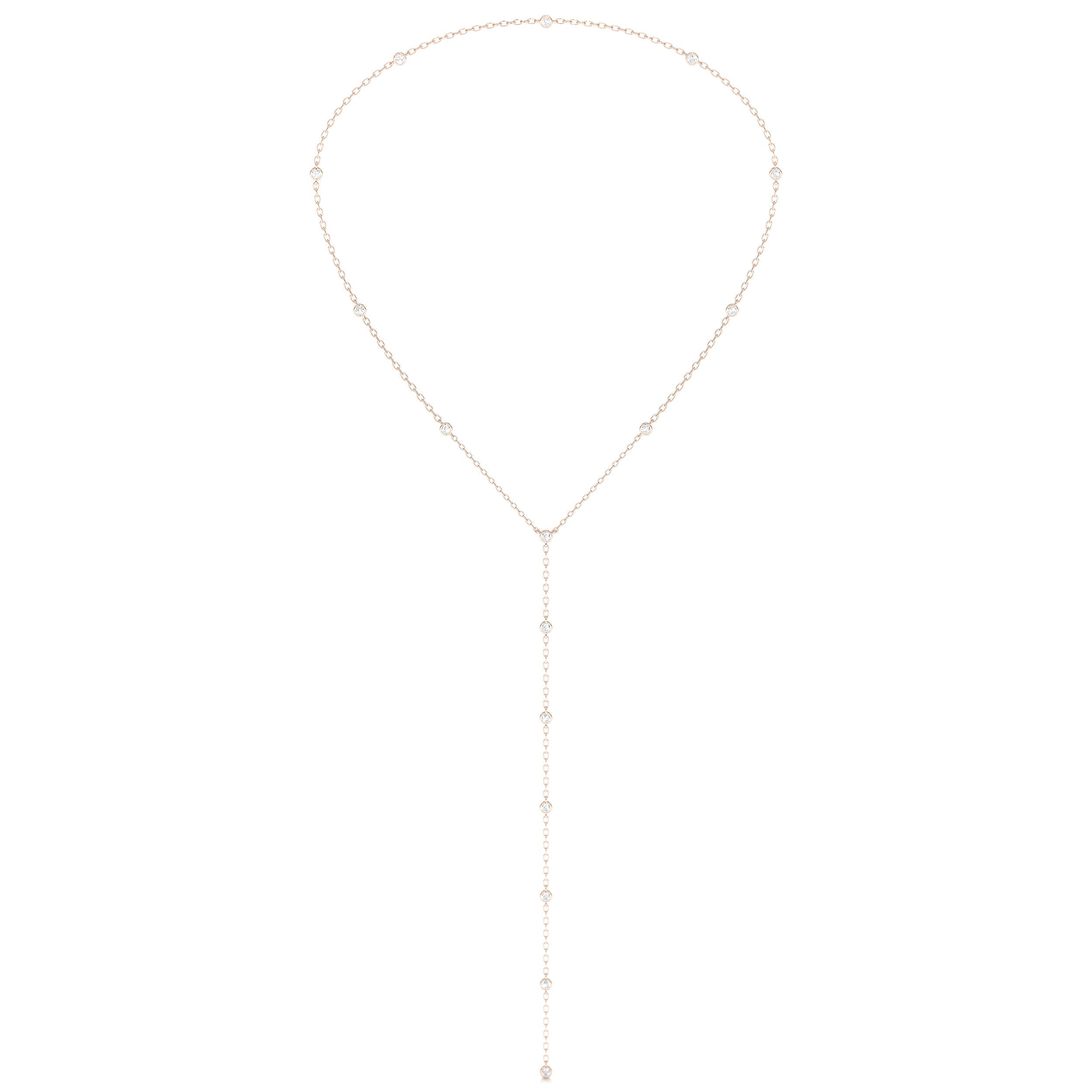Tie Lab Grown Diamond Necklace (1.1 Carat) -14K Rose Gold