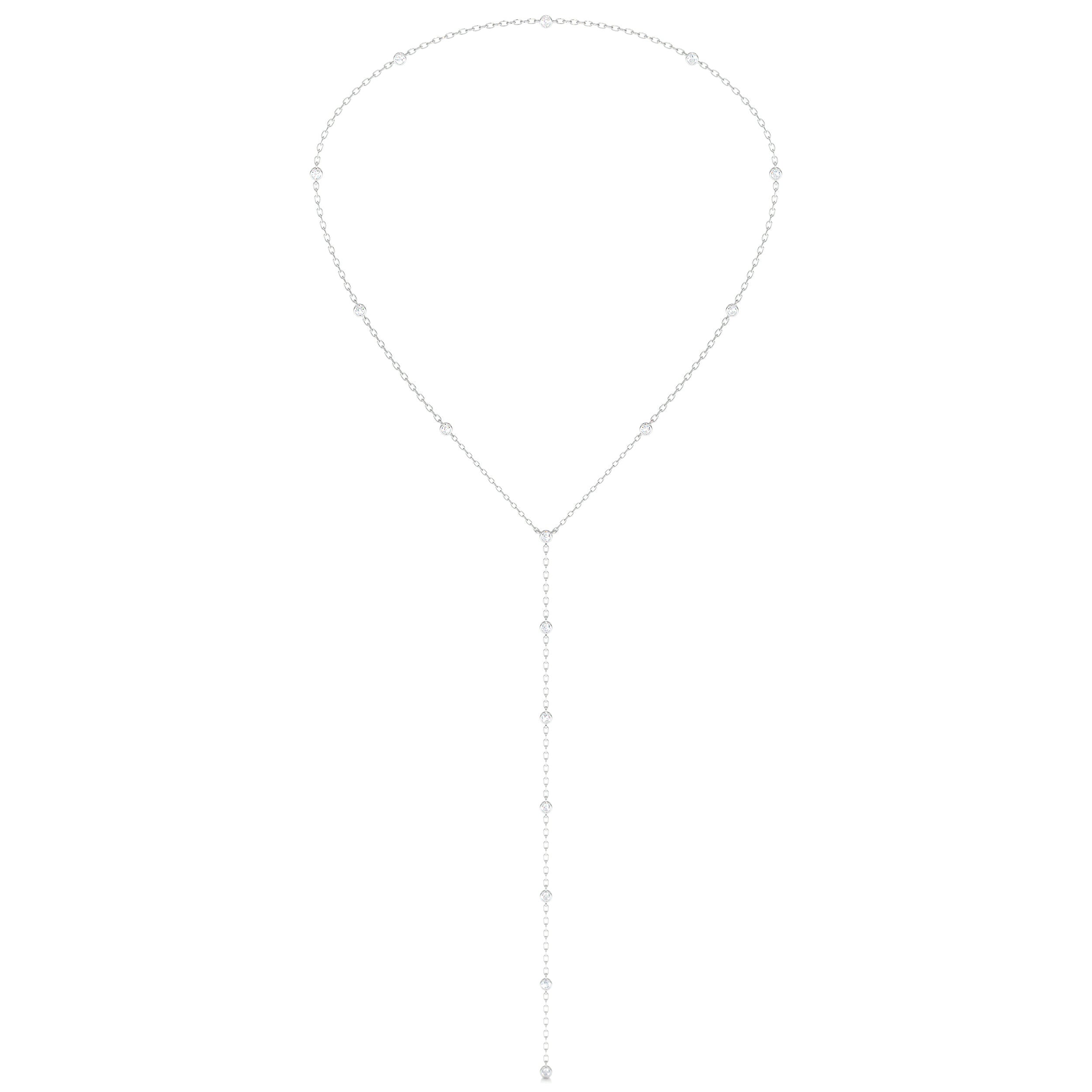 Tie Lab Grown Diamond Necklace (1.1 Carat) -14K White Gold