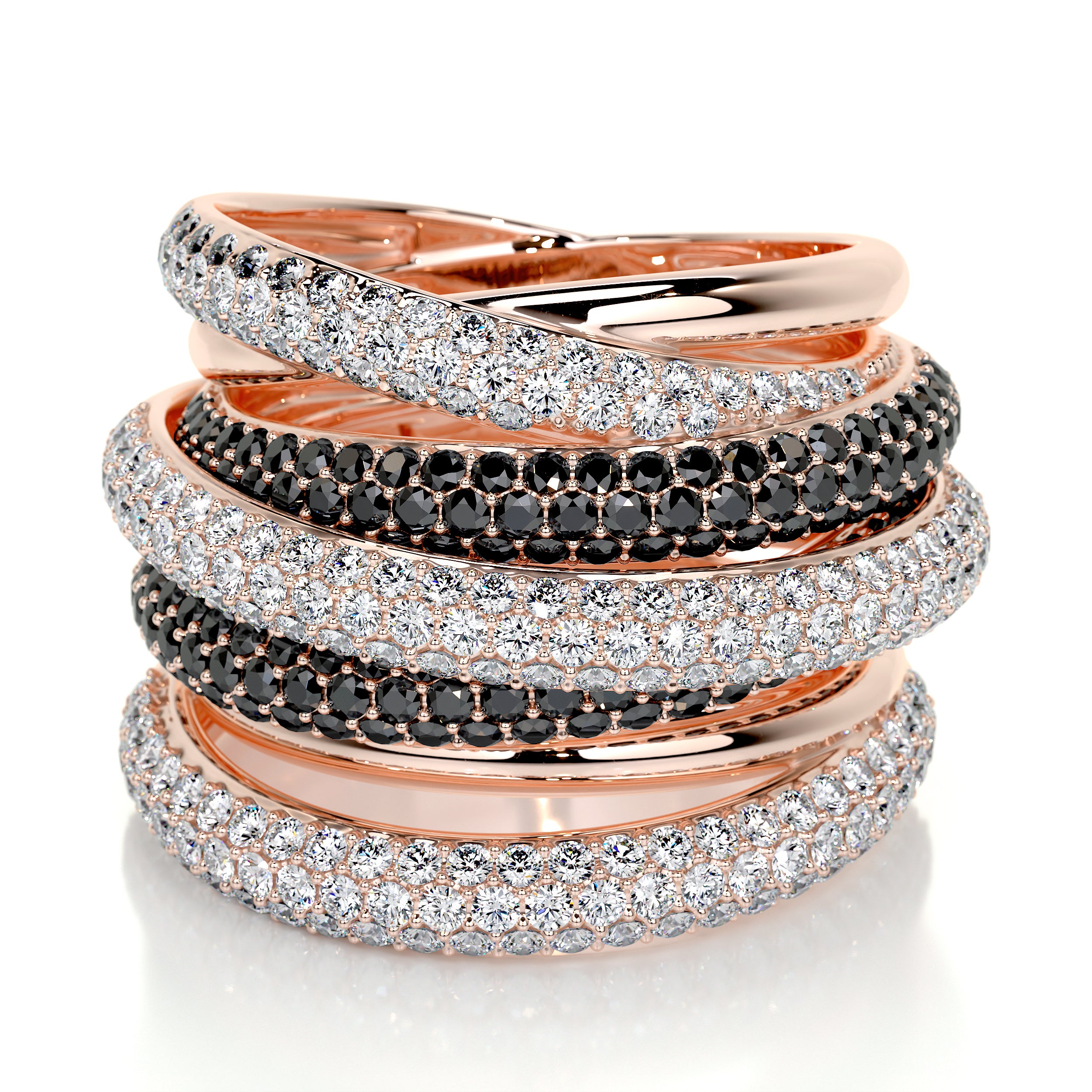 Aurora Black & White Lab Grown Diamond Wedding Ring (3 Carat) -14K Rose Gold