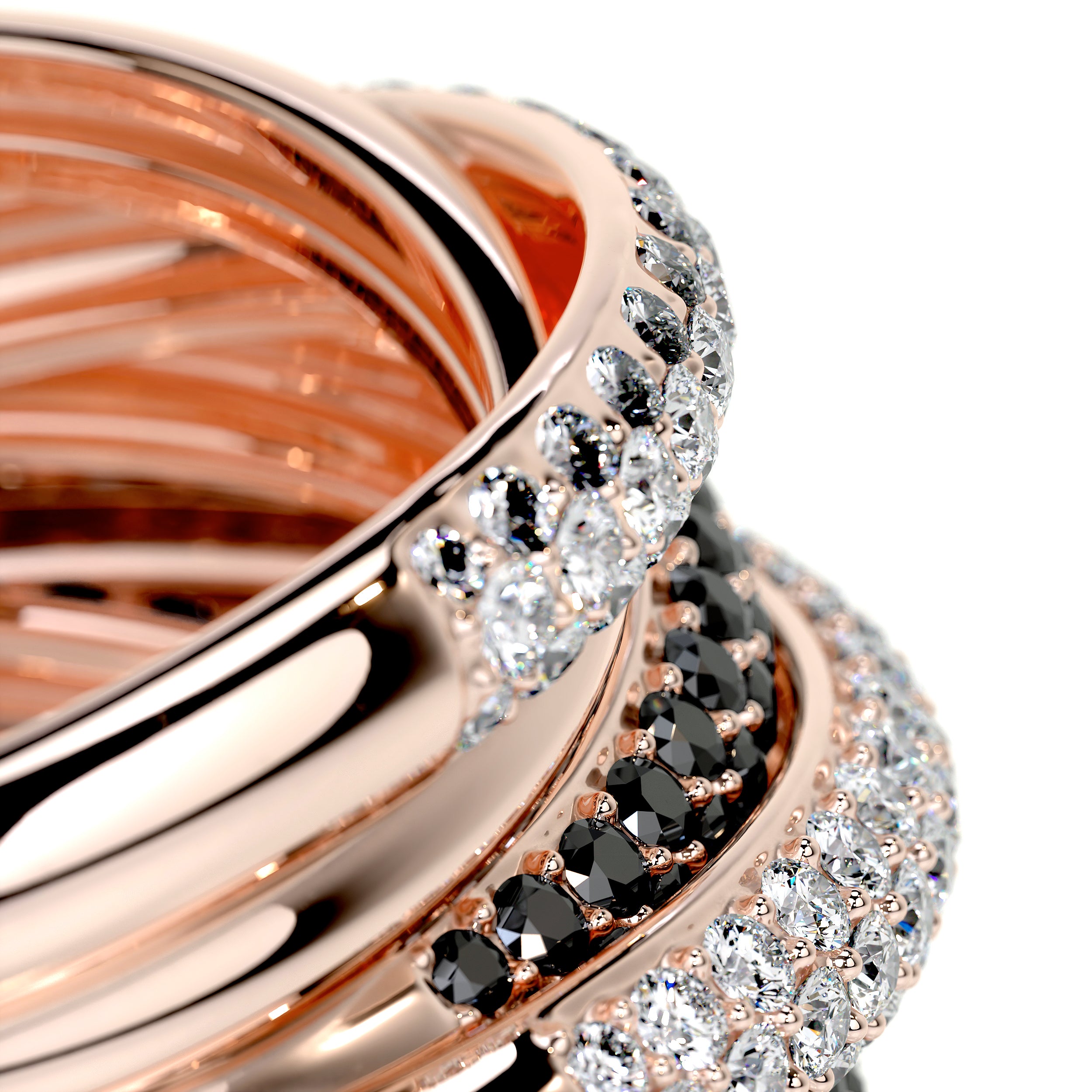 Aurora Black & White Diamond Wedding Ring (3 Carat) -14K Rose Gold