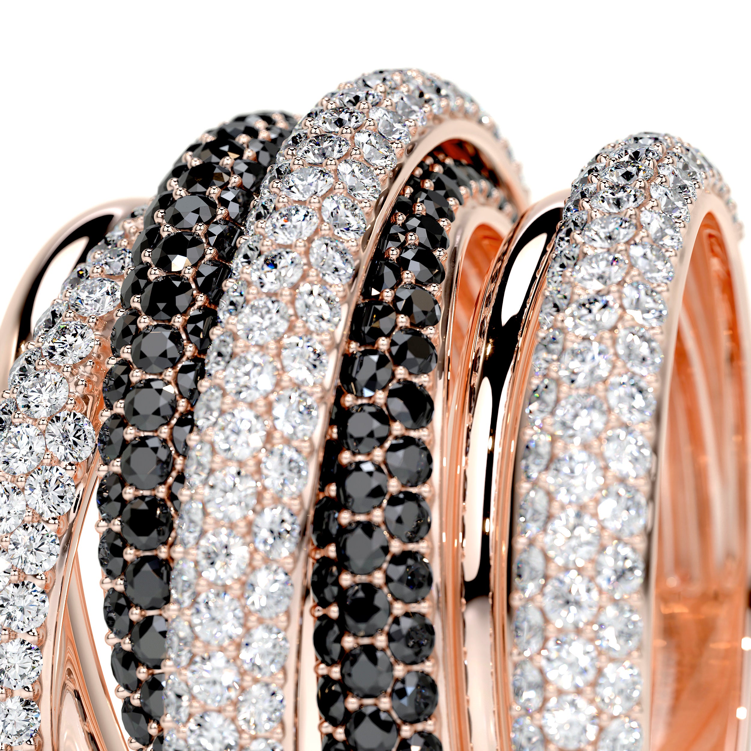 Aurora Black & White Lab Grown Diamond Wedding Ring (3 Carat) -14K Rose Gold