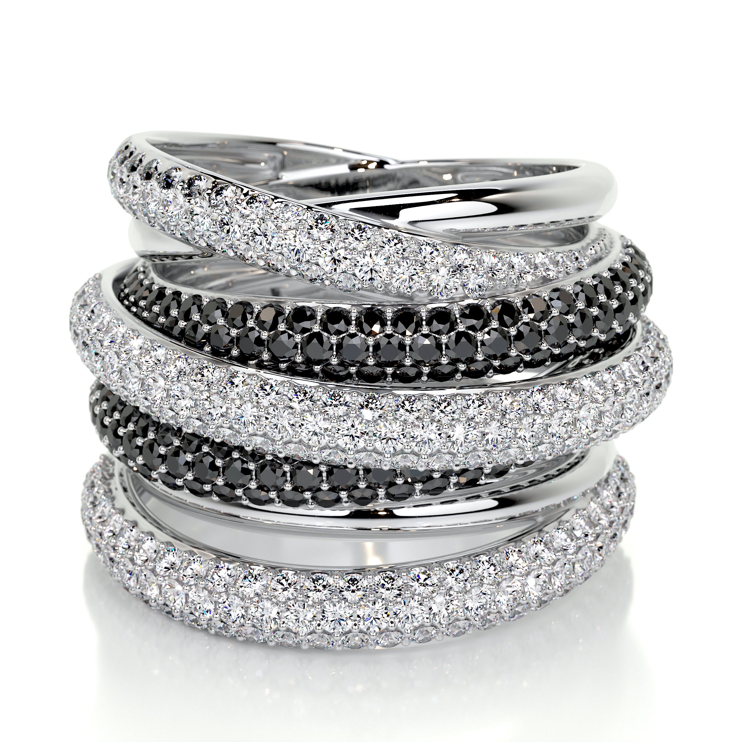Aurora Black & White Lab Grown Diamond Wedding Ring   (3 Carat) -14K White Gold