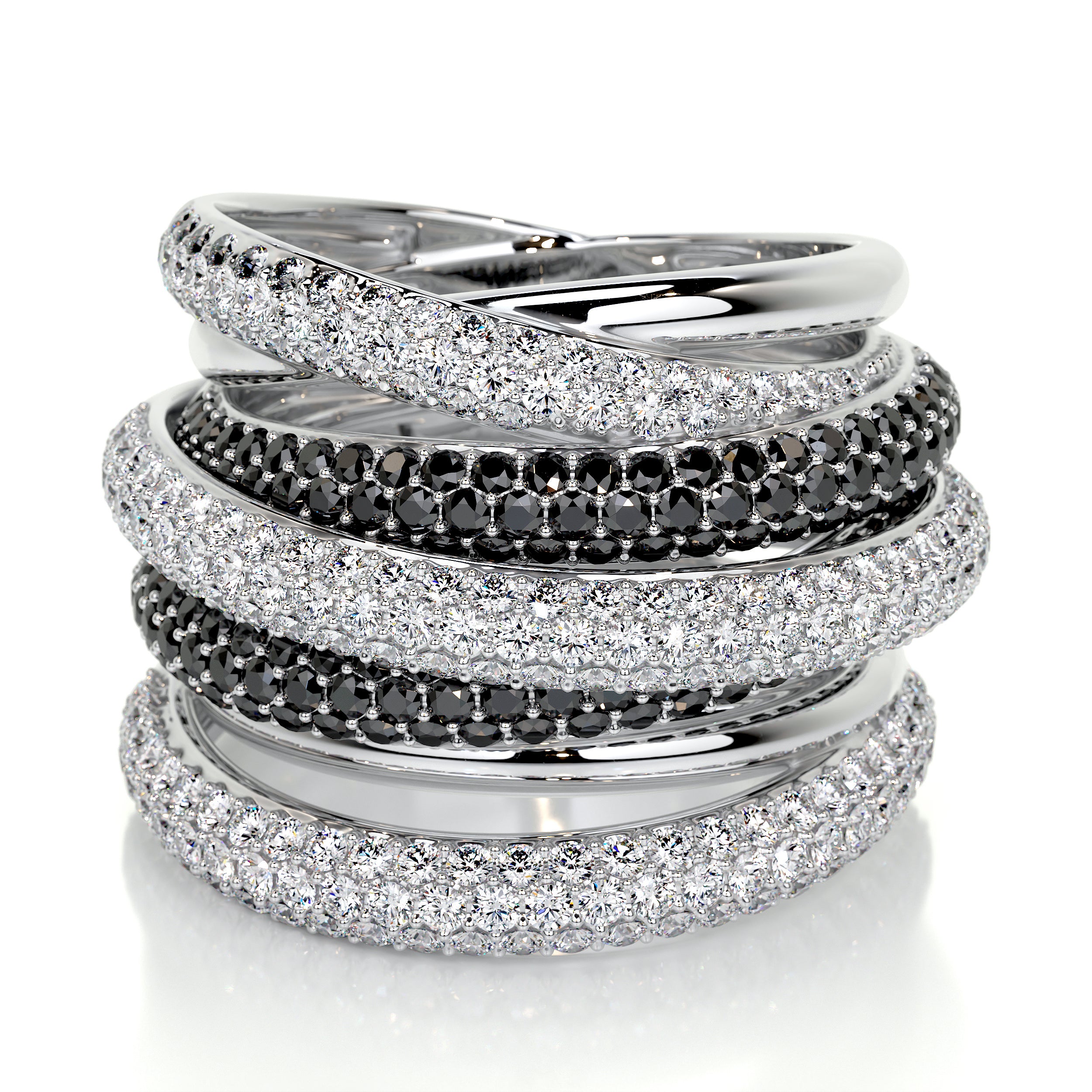 Aurora Black & White Lab Grown Diamond Wedding Ring (3 Carat) -14K White Gold