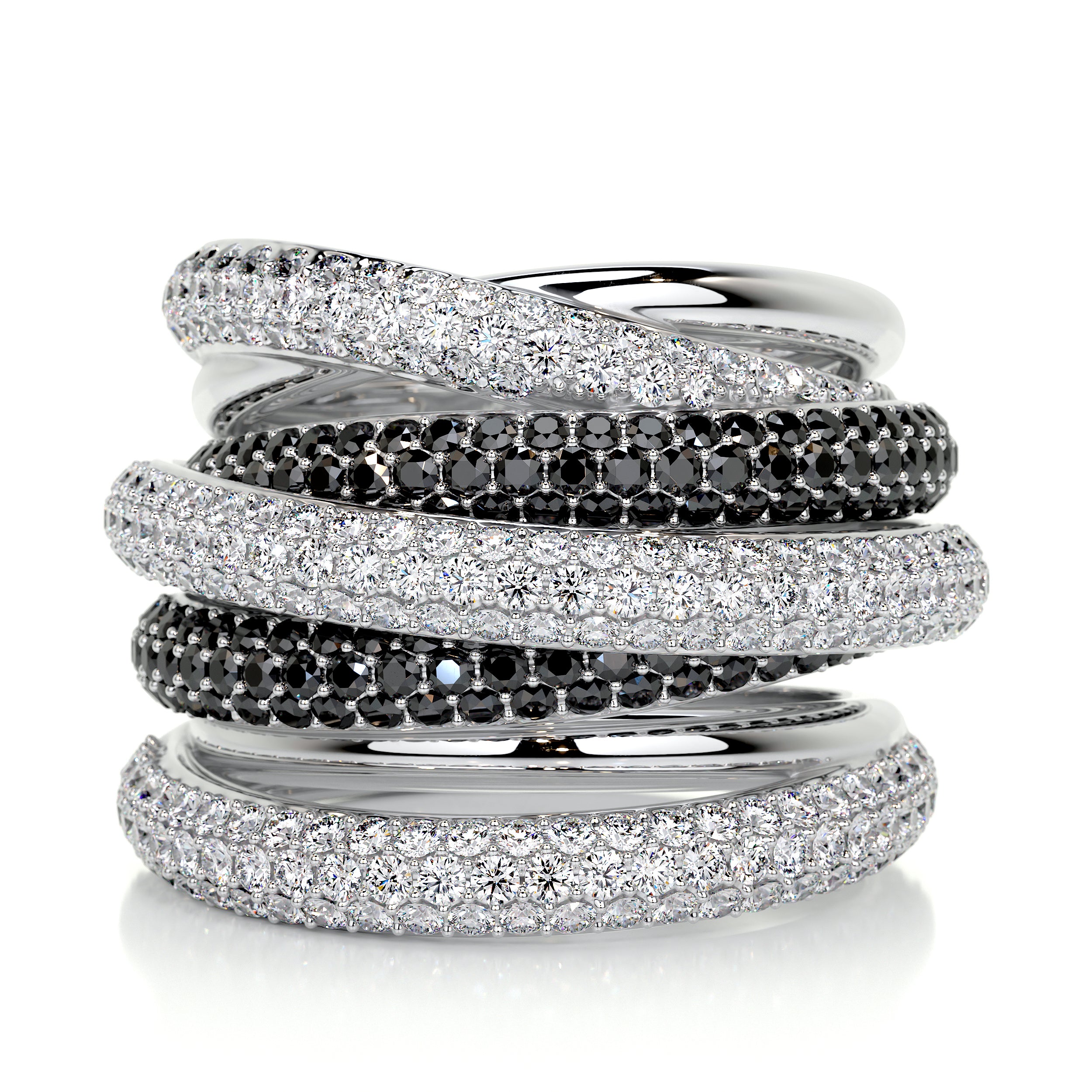 Aurora Black & White Diamond Wedding Ring (3 Carat) -14K White Gold