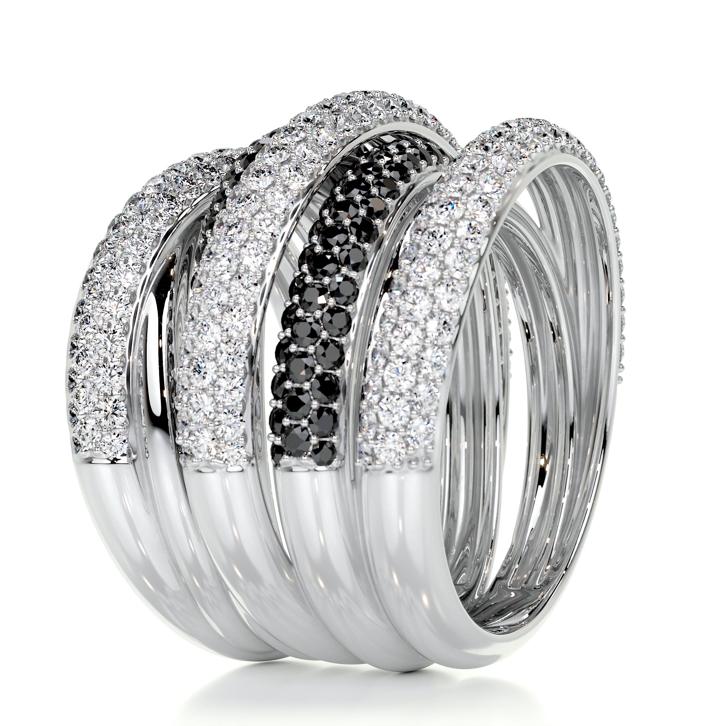 Aurora Black & White Diamond Wedding Ring (3 Carat) -14K White Gold