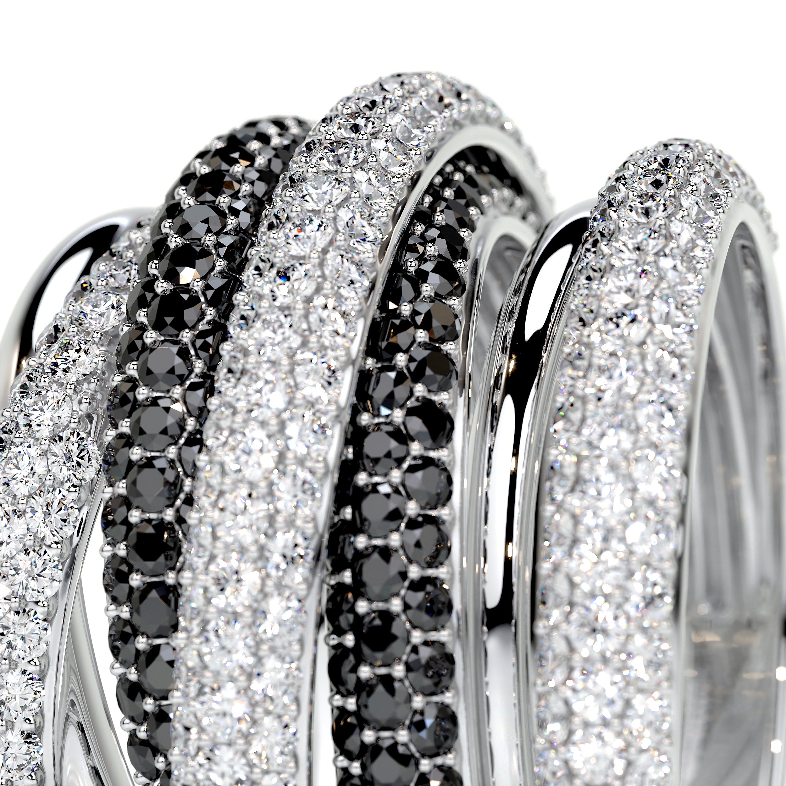 Aurora Black & White Lab Grown Diamond Wedding Ring (3 Carat) -14K White Gold