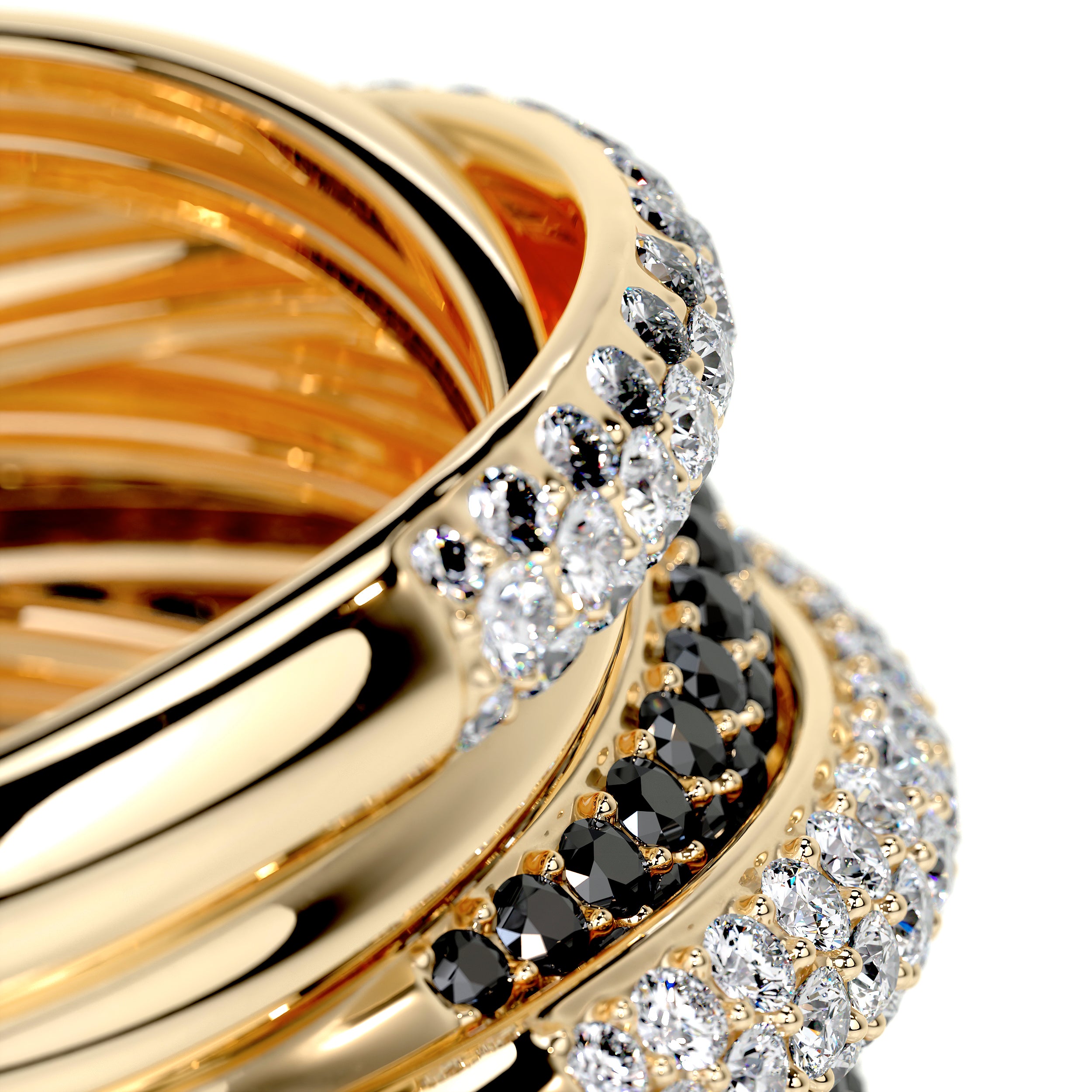 Aurora Black & White Diamond Wedding Ring (3 Carat) -18K Yellow Gold